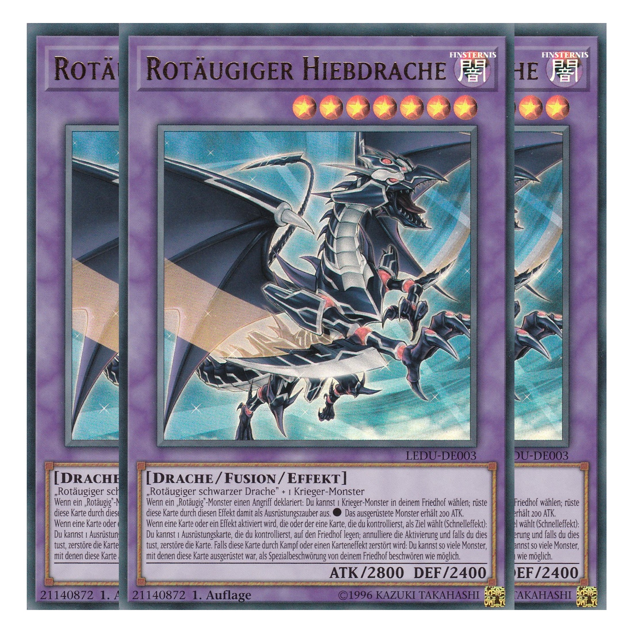 Rotäugiger Hiebdrache - LEDU-DE003 - Ultra Rare - Deutsch - 1. Auflage - Legendary Duelists - Playset (3 Kopien)