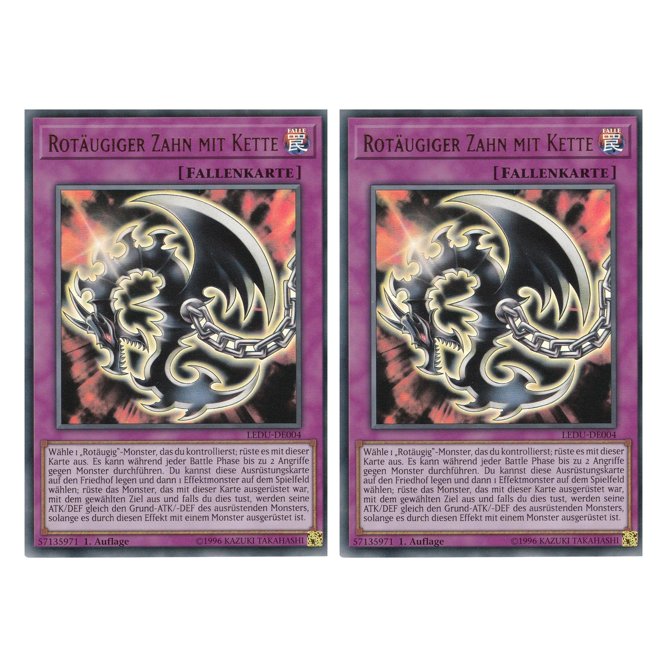 Rotäugiger Zahn mit Kette - LEDU-DE004 - Ultra Rare - Deutsch - 1. Auflage - Legendary Duelists - Duo Set (2 Stück) - Yugioh