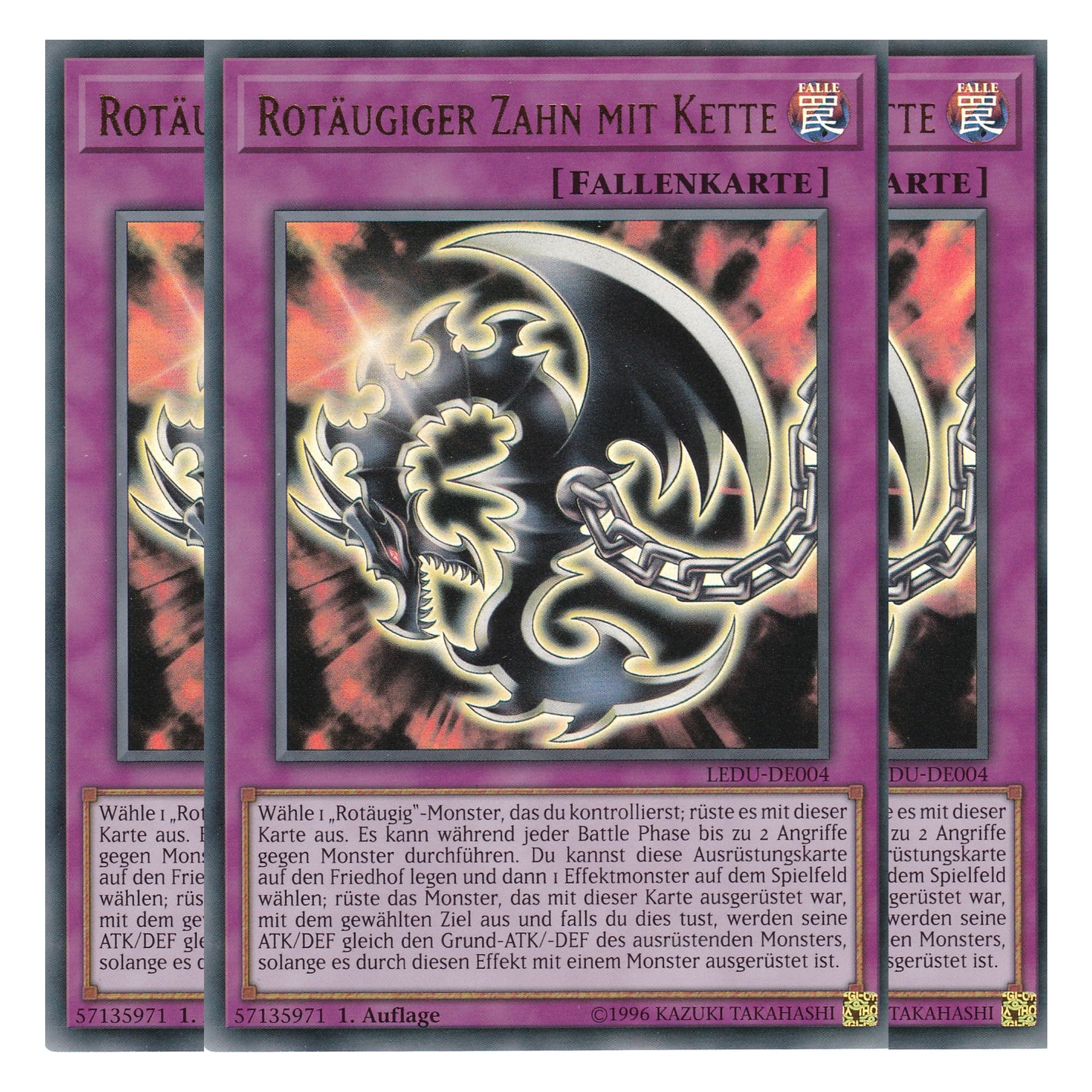 Rotäugiger Zahn mit Kette - LEDU-DE004 - Ultra Rare - Deutsch - 1. Auflage - Legendary Duelists - Playset (3 Kopien)