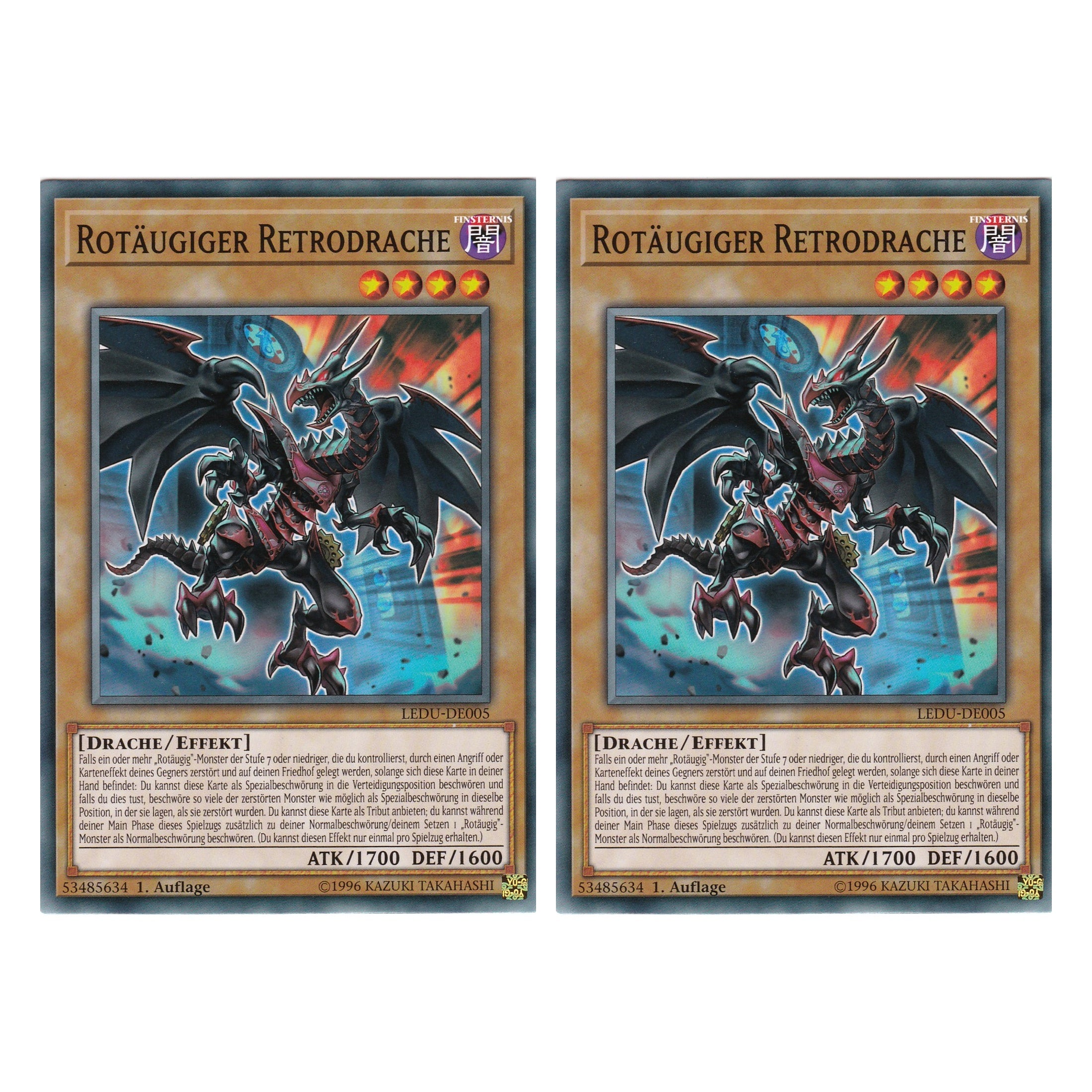 Rotäugiger Retrodrache - LEDU-DE005 - Common - Deutsch - 1. Auflage - Legendary Duelists - Duo Set (2 Stück) - Yugioh