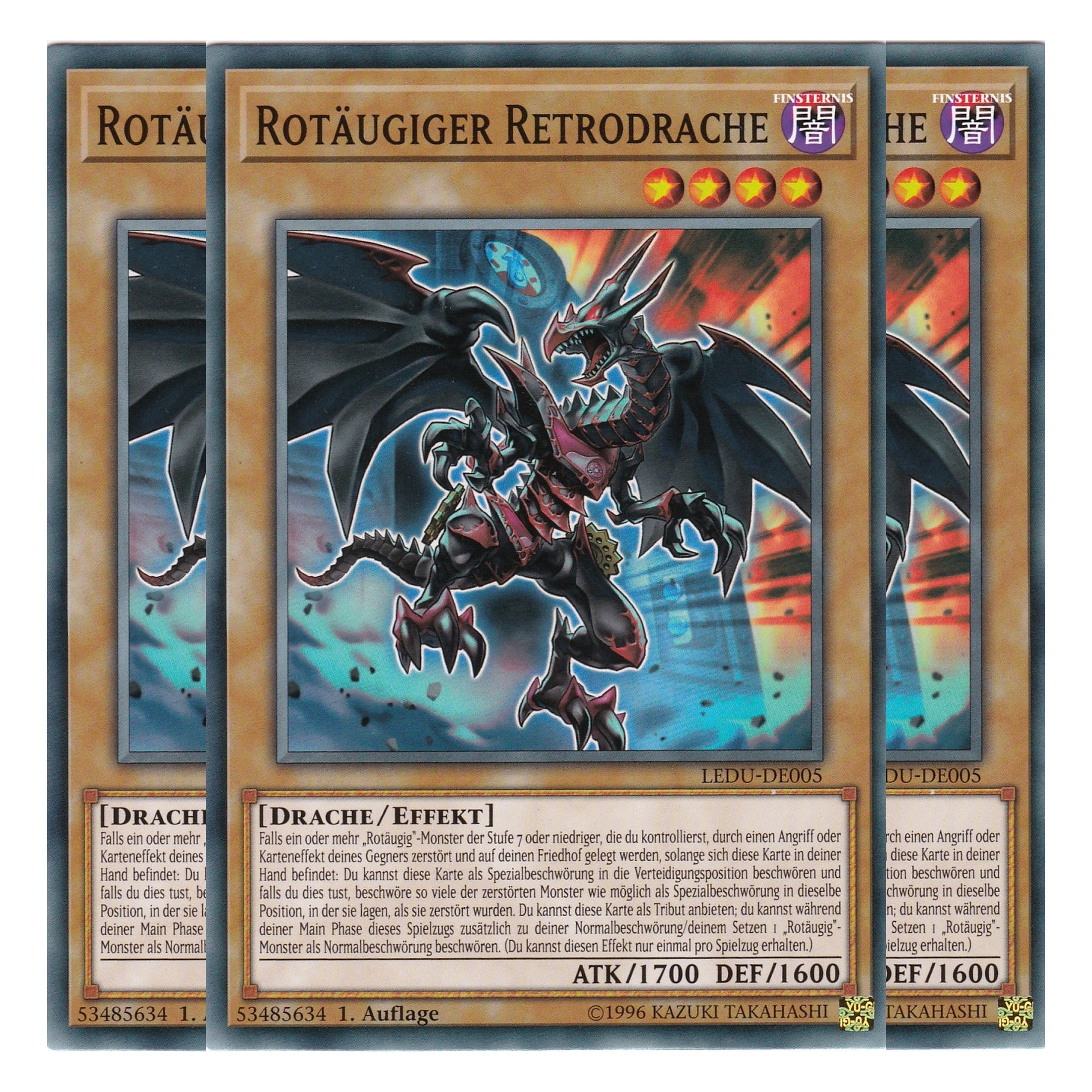 Rotäugiger Retrodrache - LEDU-DE005 - Common - Deutsch - 1. Auflage - Legendary Duelists - Playset (3 Kopien)