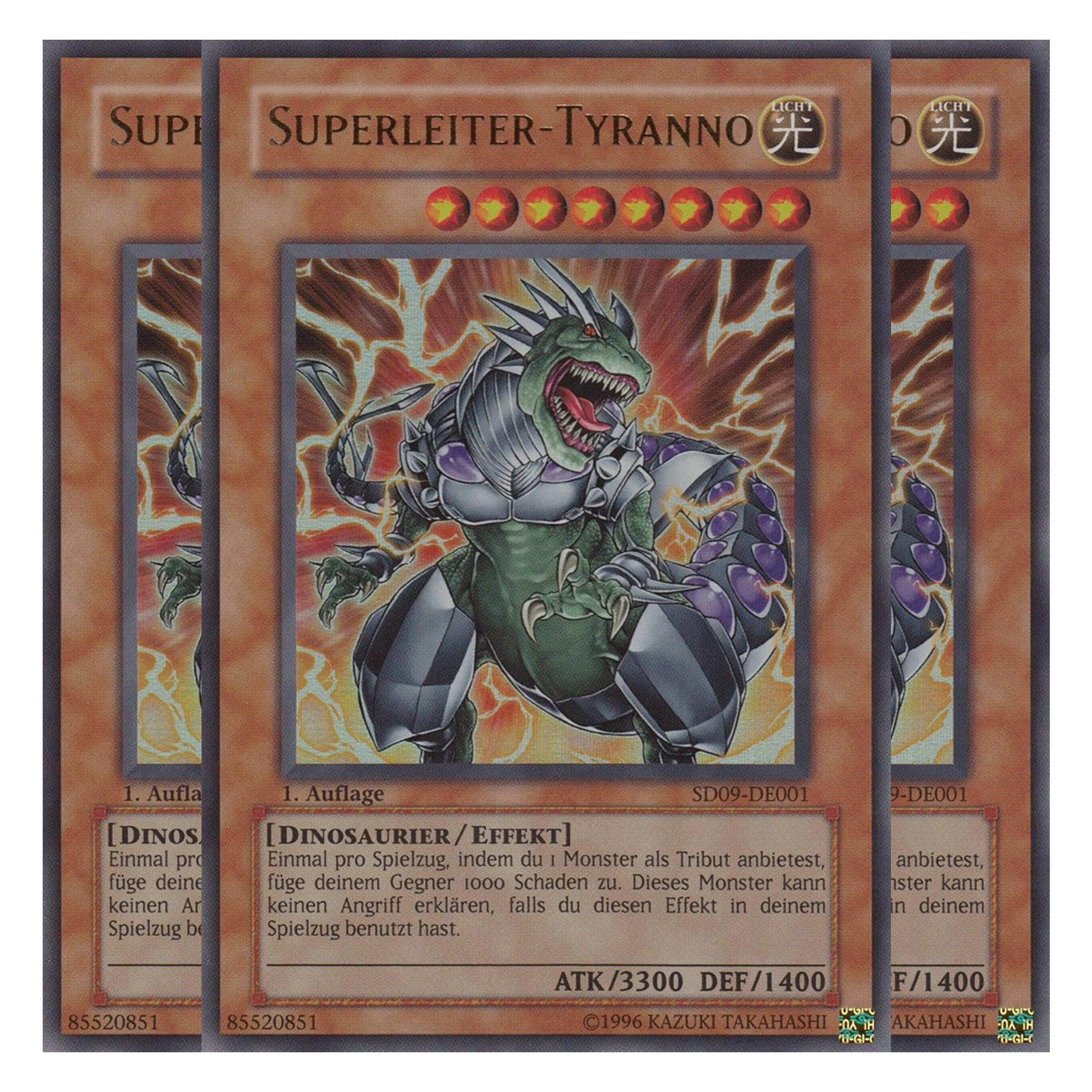 Superleiter-Tyranno - SD09-DE001 - Ultra Rare - Deutsch - 1. Auflage - Structure Deck: Dinosaur's Rage - Playset (3 Kopien)