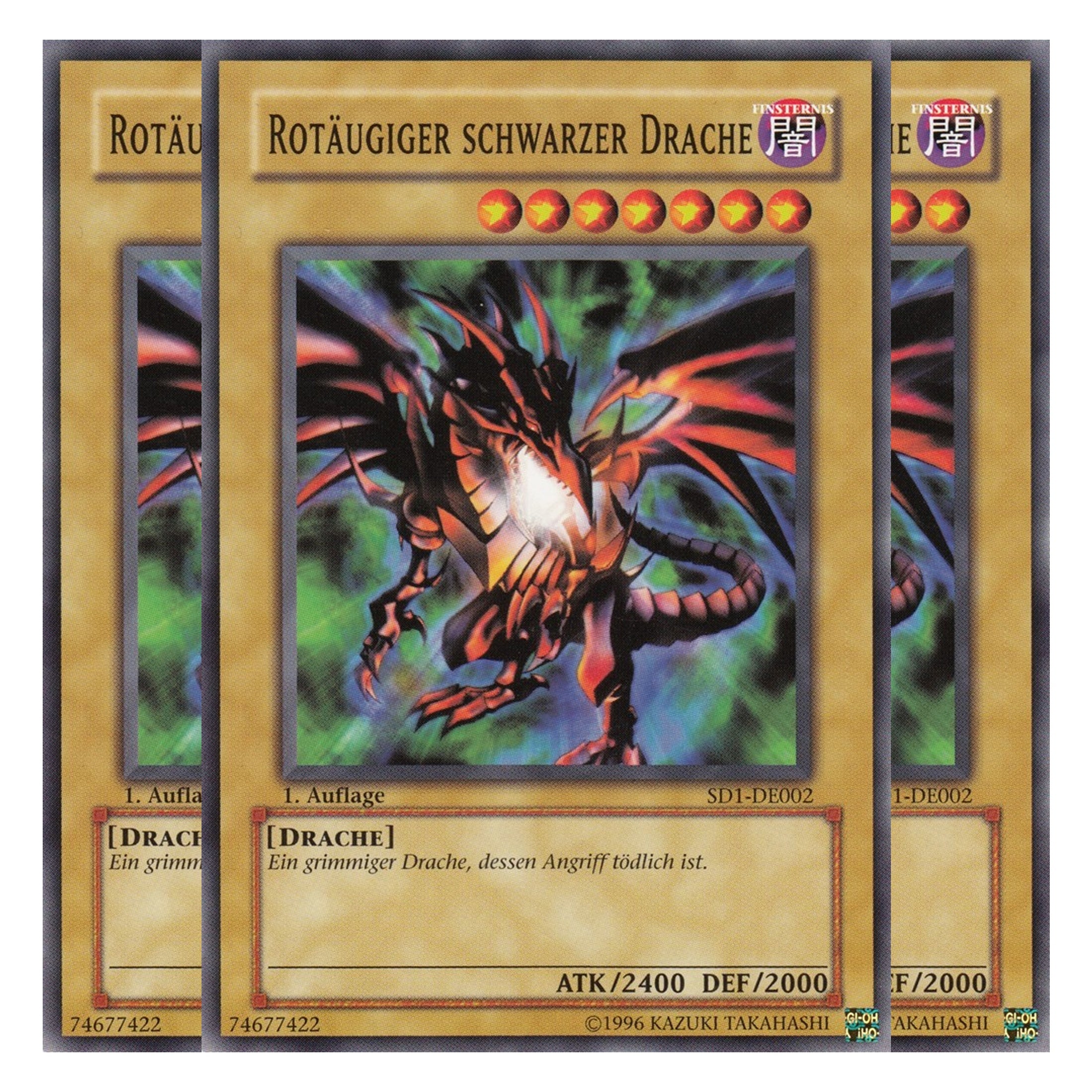 Rotäugiger Schwarzer Drache - SD1-DE002 - Common - Deutsch - 1. Auflage - Structure Deck: Dragon's Roar - Playset (3 Kopien)