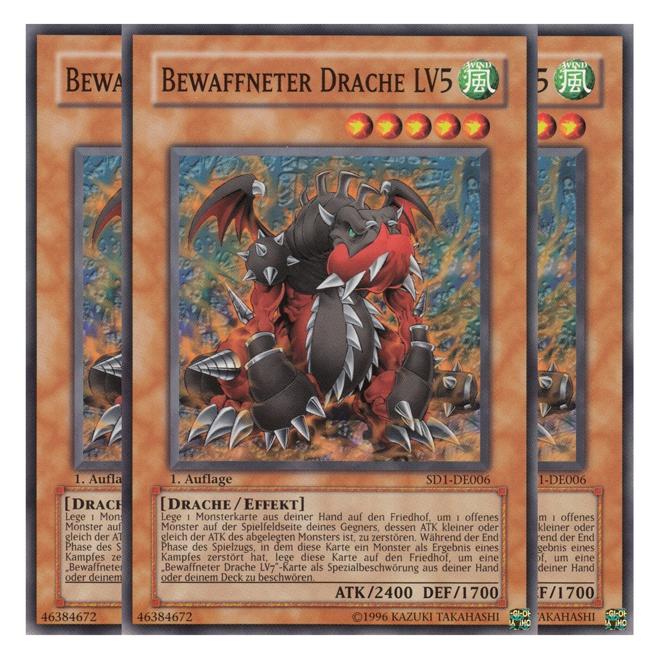 Bewaffneter Drache LV5 - SD1-DE006 - Common - Deutsch - 1. Auflage - Structure Deck: Dragon's Roar - Playset (3 Kopien)