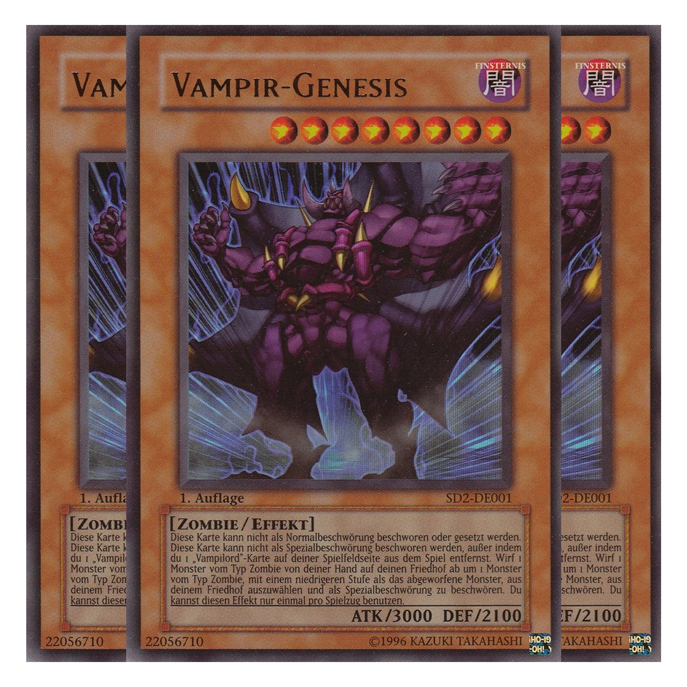 Vampir-Genesis - SD2-DE001 - Ultra Rare - Deutsch - 1. Auflage - Structure Deck: Zombie Madness - Playset (3 Kopien)