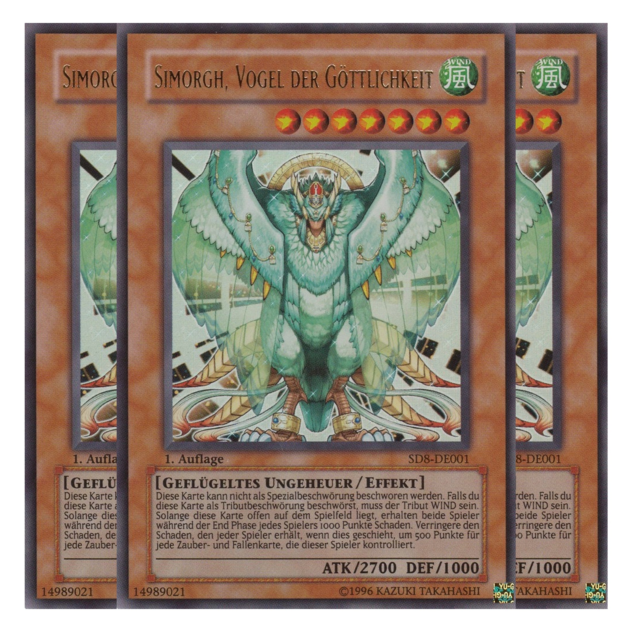 Simorgh, Vogel der Göttlichkeit - SD8-DE001 - Ultra Rare - Deutsch - 1. Auflage - Structure Deck: Lord of the Storm - Playset (3 Kopien)