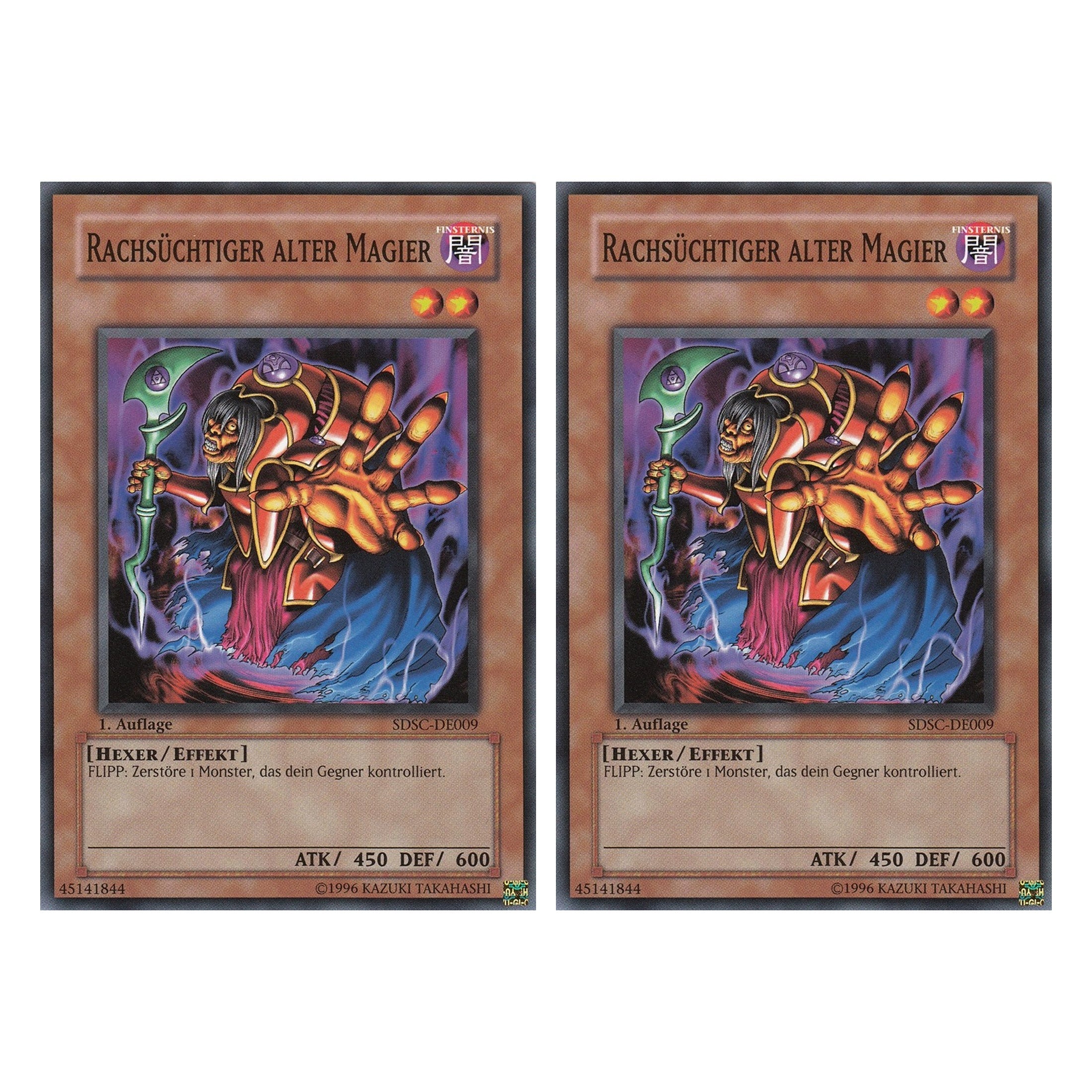 Rachsüchtiger alter Magier - SDSC-DE009 - Common - Deutsch - 1. Auflage - Structure Deck: Spellcaster's Command - Duo Set (2 Stück) - Yugioh