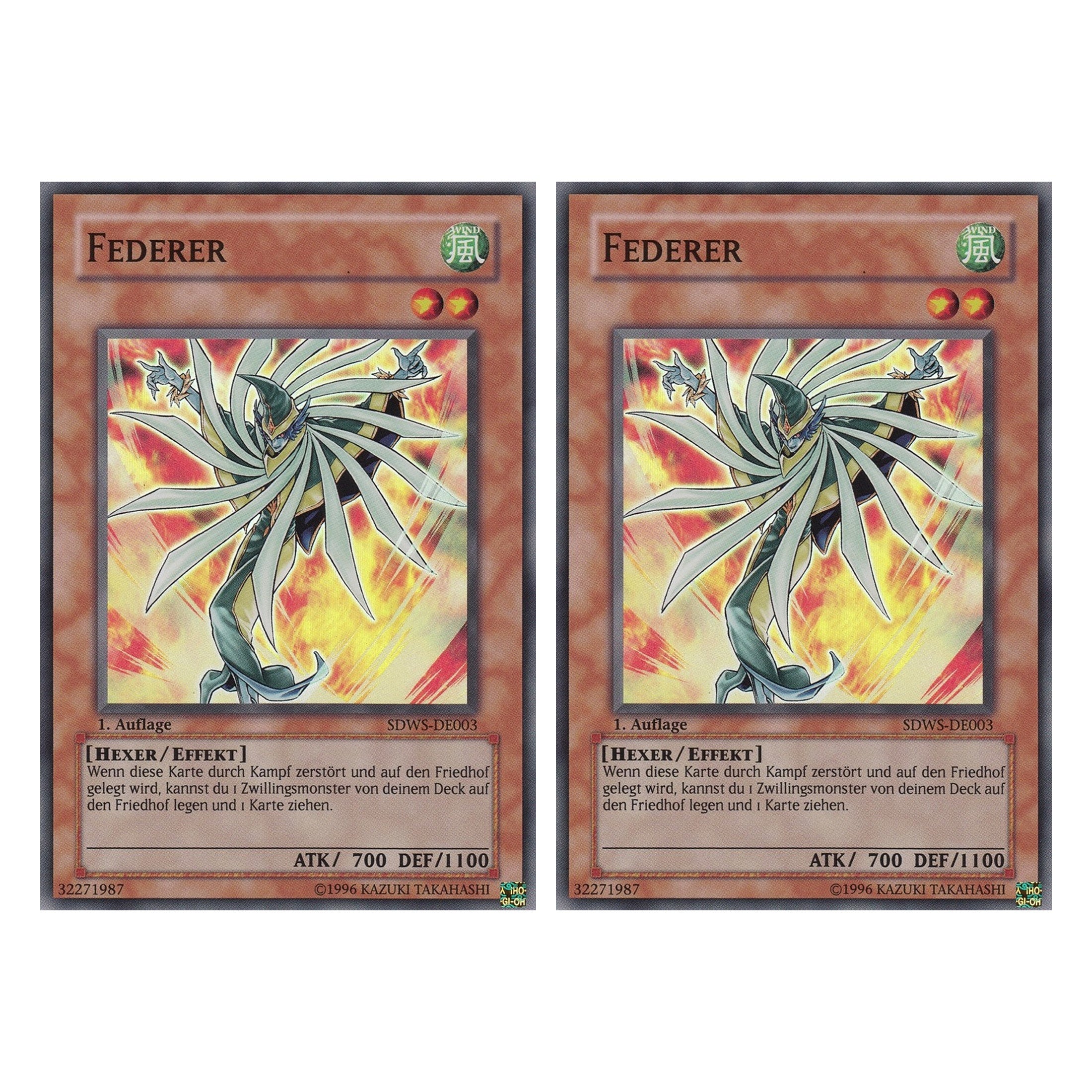 Federer - SDWS-DE003 - Super Rare - Deutsch - 1. Auflage - Structure Deck: Warrior's Strike - Duo Set (2 Stück) - Yugioh