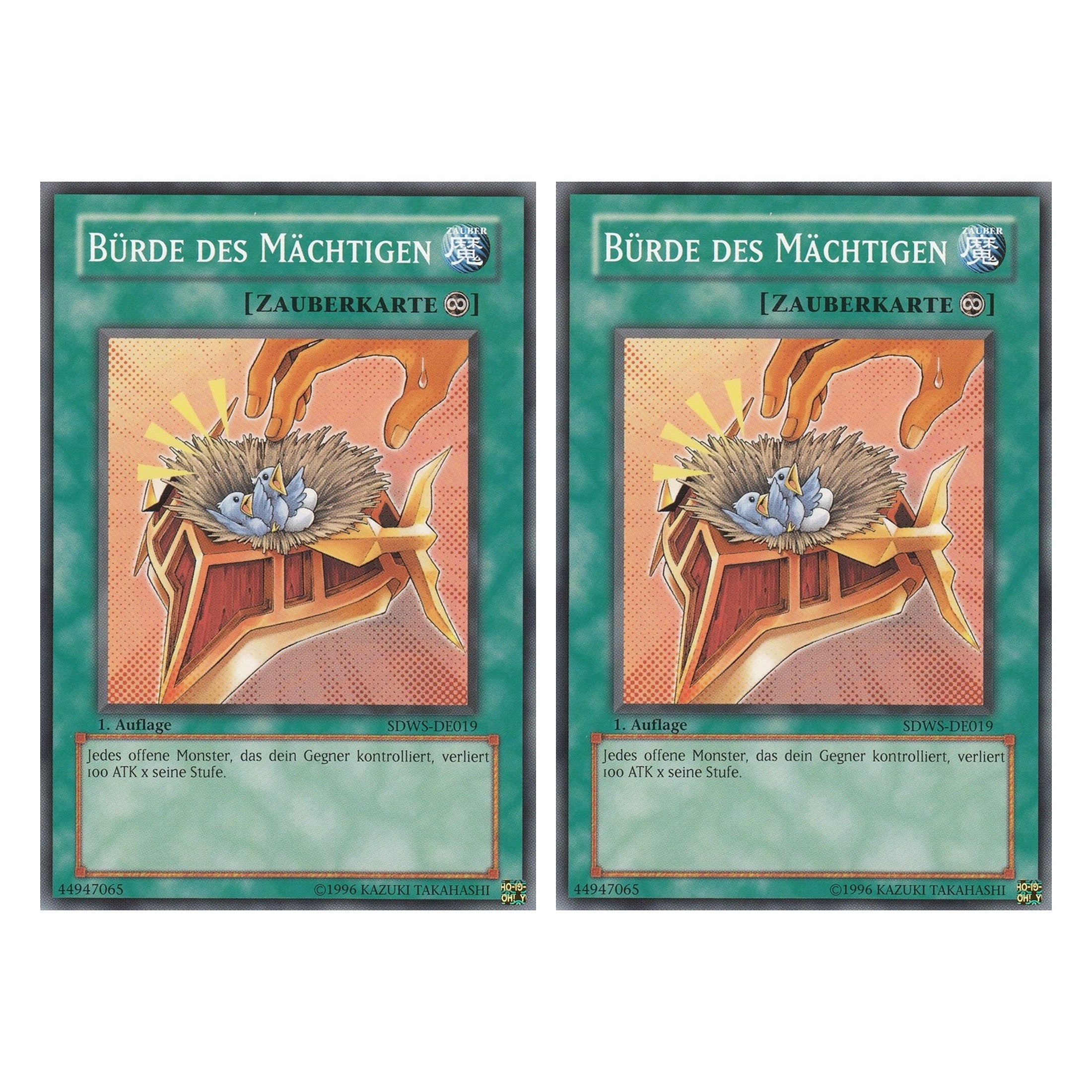 Bürde des Mächtigen - SDWS-DE019 - Common - Deutsch - 1. Auflage - Structure Deck: Warrior's Strike - Duo Set (2 Stück) - Yugioh