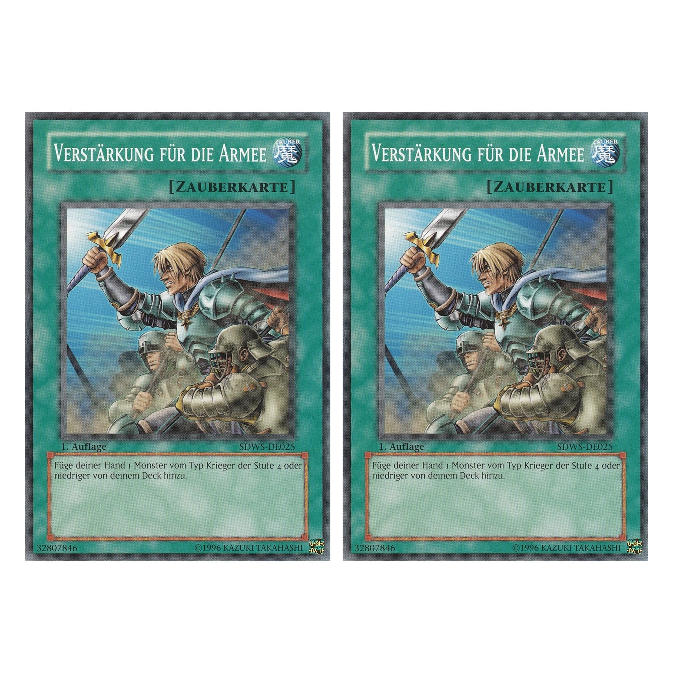Verstärkung für die Armee - SDWS-DE025 - Common - Deutsch - 1. Auflage - Structure Deck: Warrior's Strike - Duo Set (2 Stück) - Yugioh