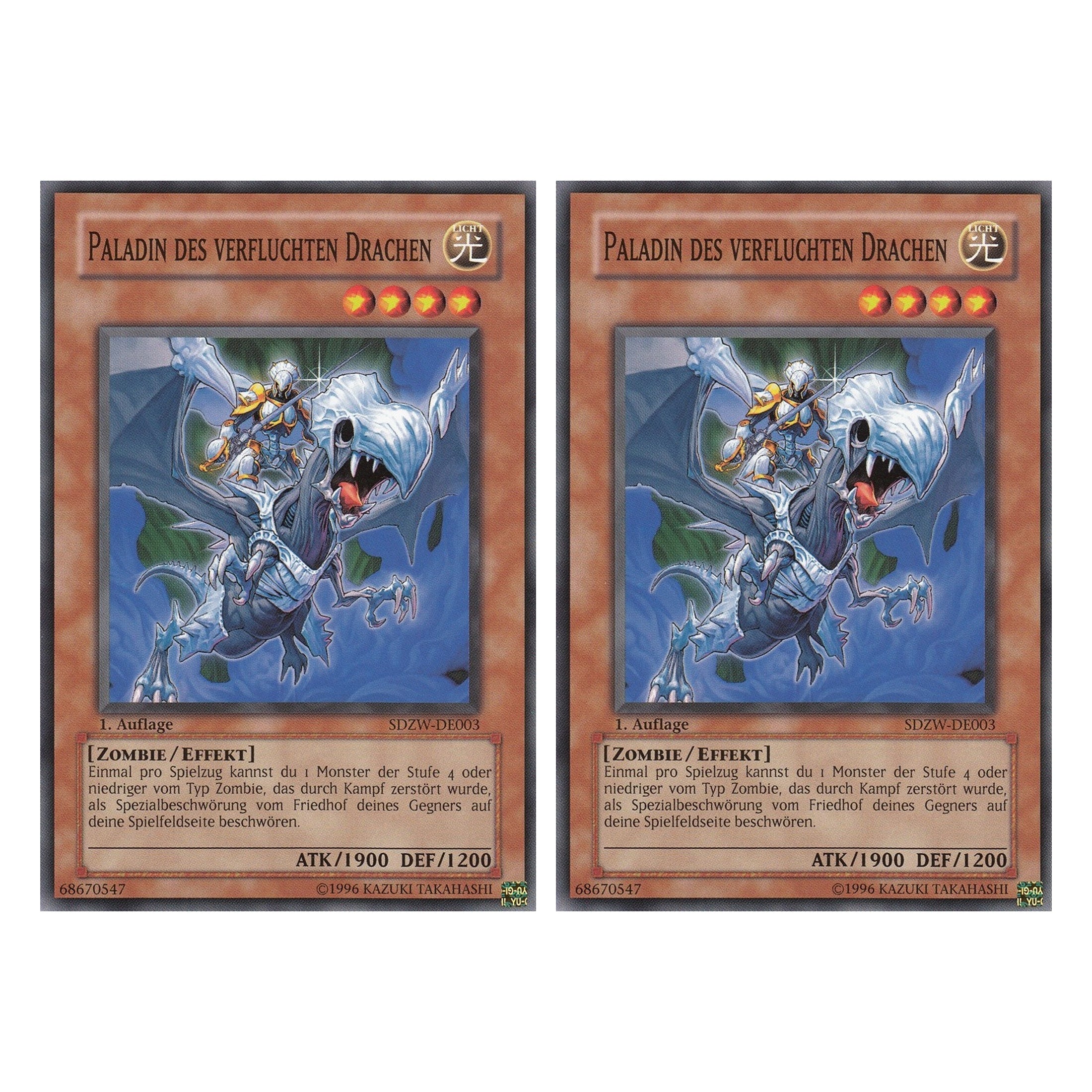 Paladin des verfluchten Drachen - SDZW-DE003 - Common - Deutsch - 1. Auflage - Structure Deck: Zombie World - Duo Set (2 Stück) - Yugioh