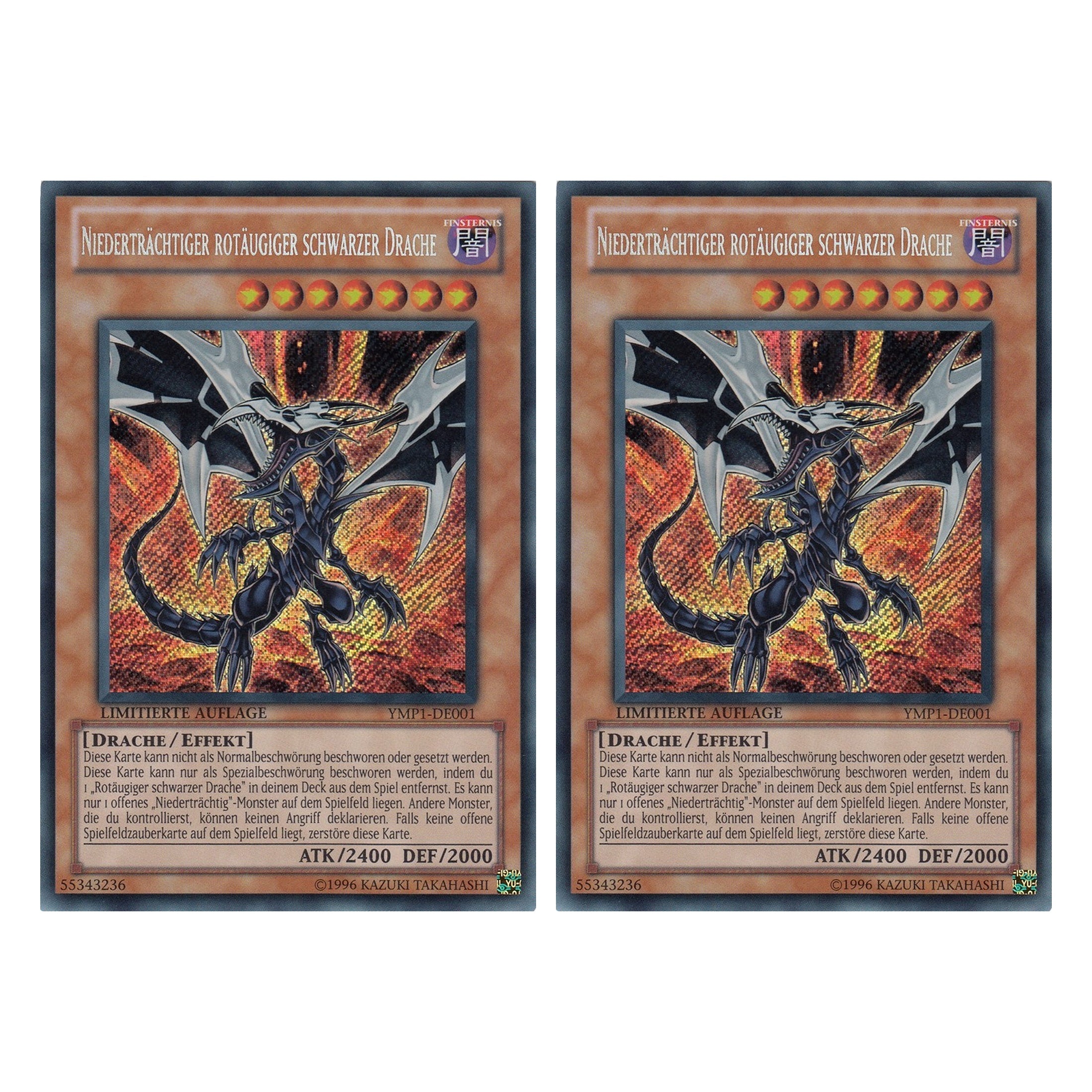 Niederträchtiger rotäugiger schwarzer Drache - YMP1-DE001 - Secret Rare - Deutsch - 1. Auflage - 3D Bonds Beyond Time Movie Pack - Duo Set (2 Stück) - Yugioh