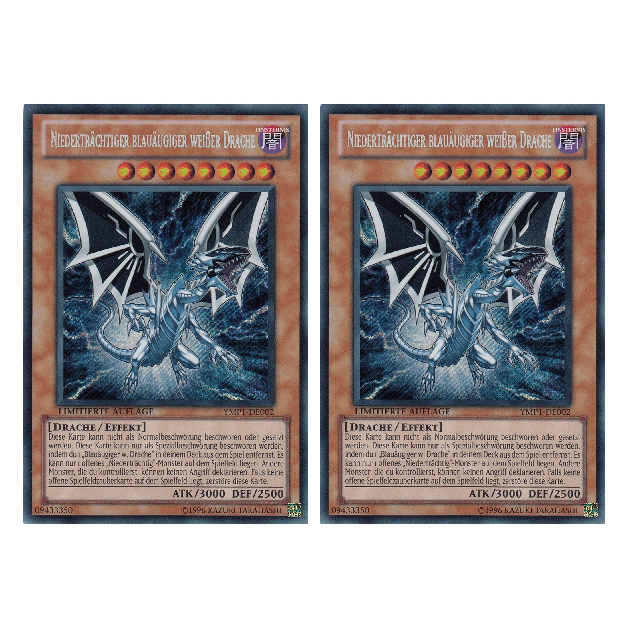 Niederträchtiger blauäugiger weißer Drache - YMP1-DE002 - Secret Rare - Deutsch - 1. Auflage - 3D Bonds Beyond Time Movie Pack - Duo Set (2 Stück) - Yugioh