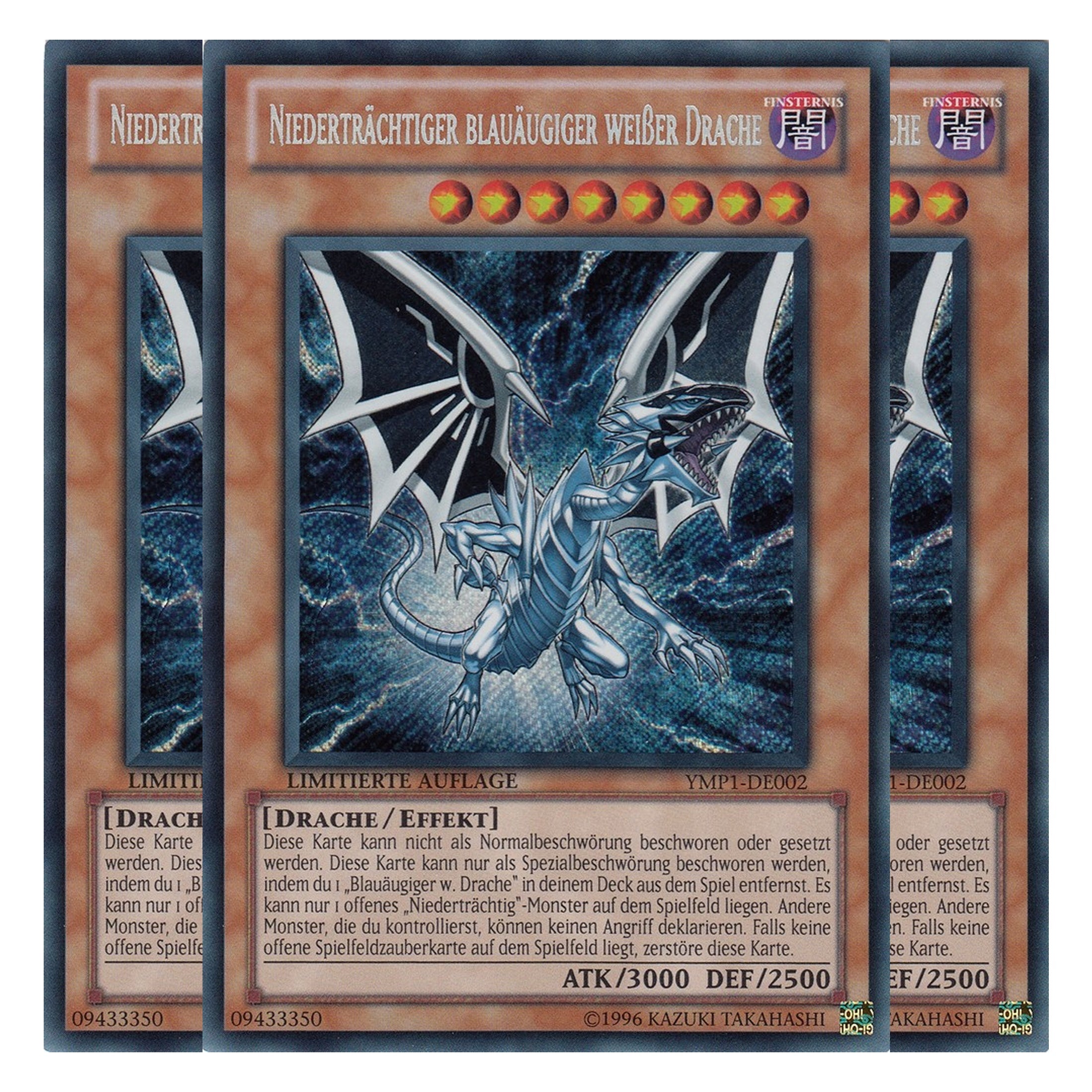 Niederträchtiger blauäugiger weißer Drache - YMP1-DE002 - Secret Rare - Deutsch - 1. Auflage - 3D Bonds Beyond Time Movie Pack - Playset (3 Kopien)