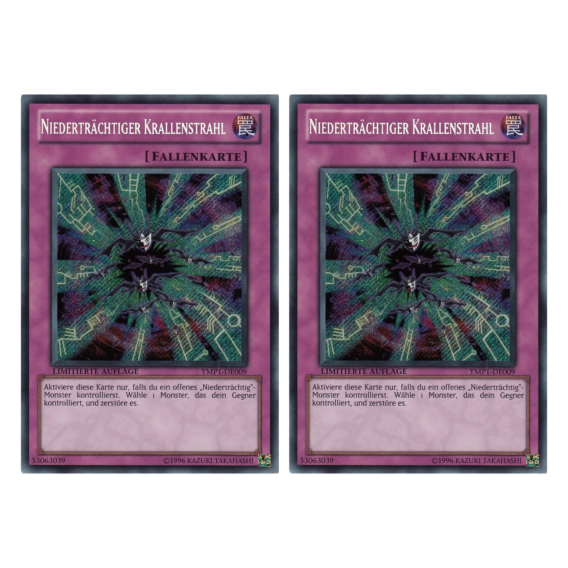 Niederträchtiger Krallenstrahl - YMP1-DE009 - Secret Rare - Deutsch - 1. Auflage - 3D Bonds Beyond Time Movie Pack - Duo Set (2 Stück) - Yugioh