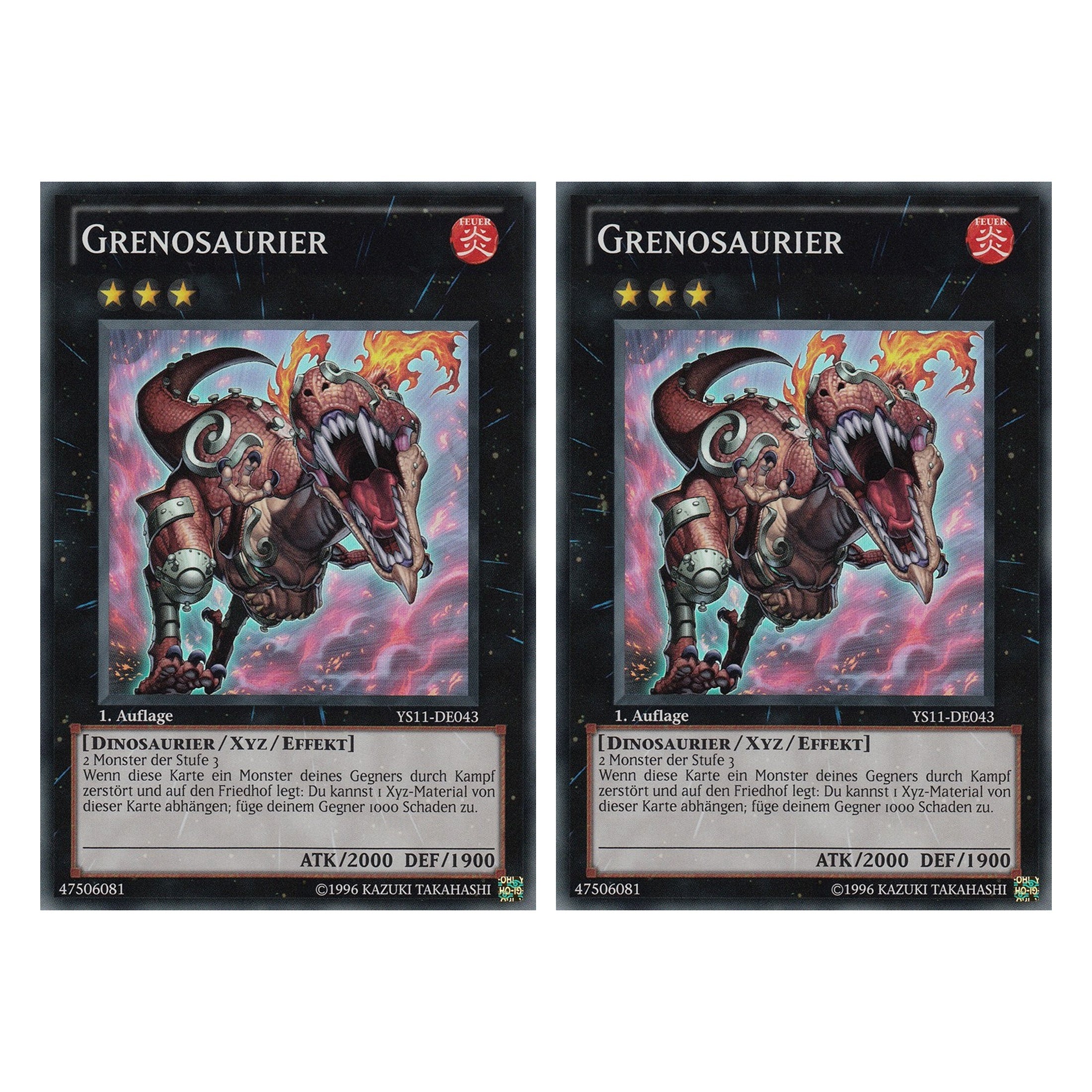Grenosaurier - YS11-DE043 - Super Rare - Deutsch - 1. Auflage - Starter Deck: Dawn of the Xyz - Duo Set (2 Stück) - Yugioh