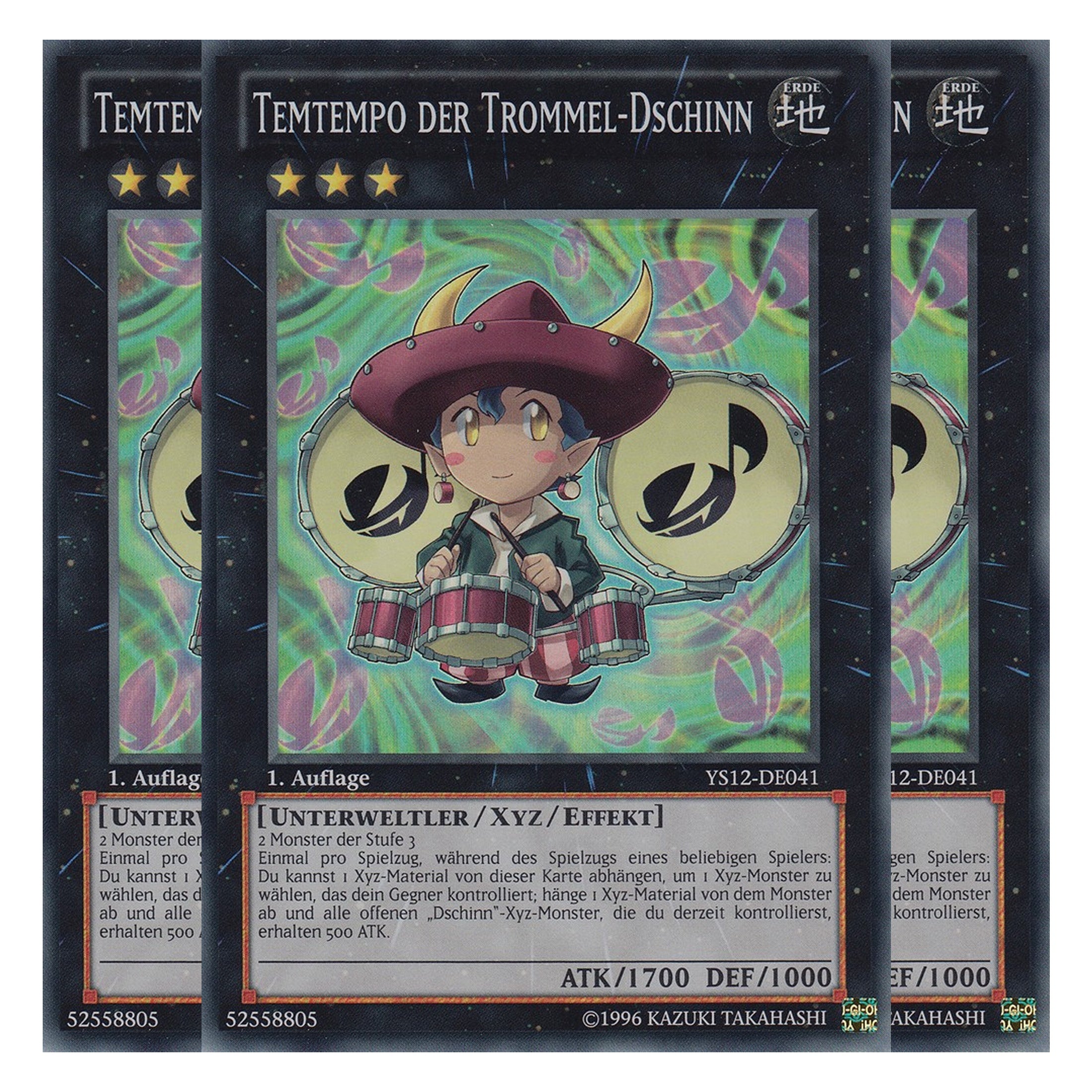 Temtempo der Trommel-Dschinn - YS12-DE041 - Super Rare - Deutsch - 1. Auflage - Starter Deck: Xyz Symphony - Playset (3 Kopien)