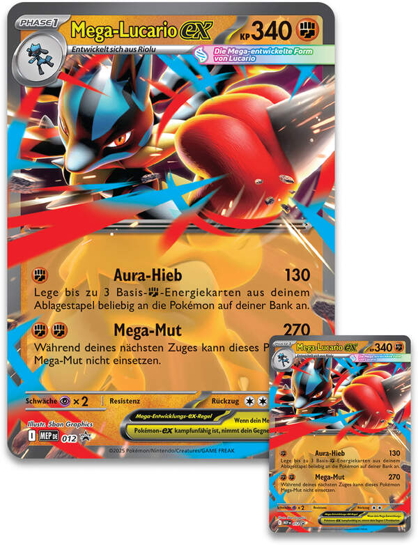 Pokémon TCG Mega-Lucario Figuren-Kollektion – Promo & 4 Booster