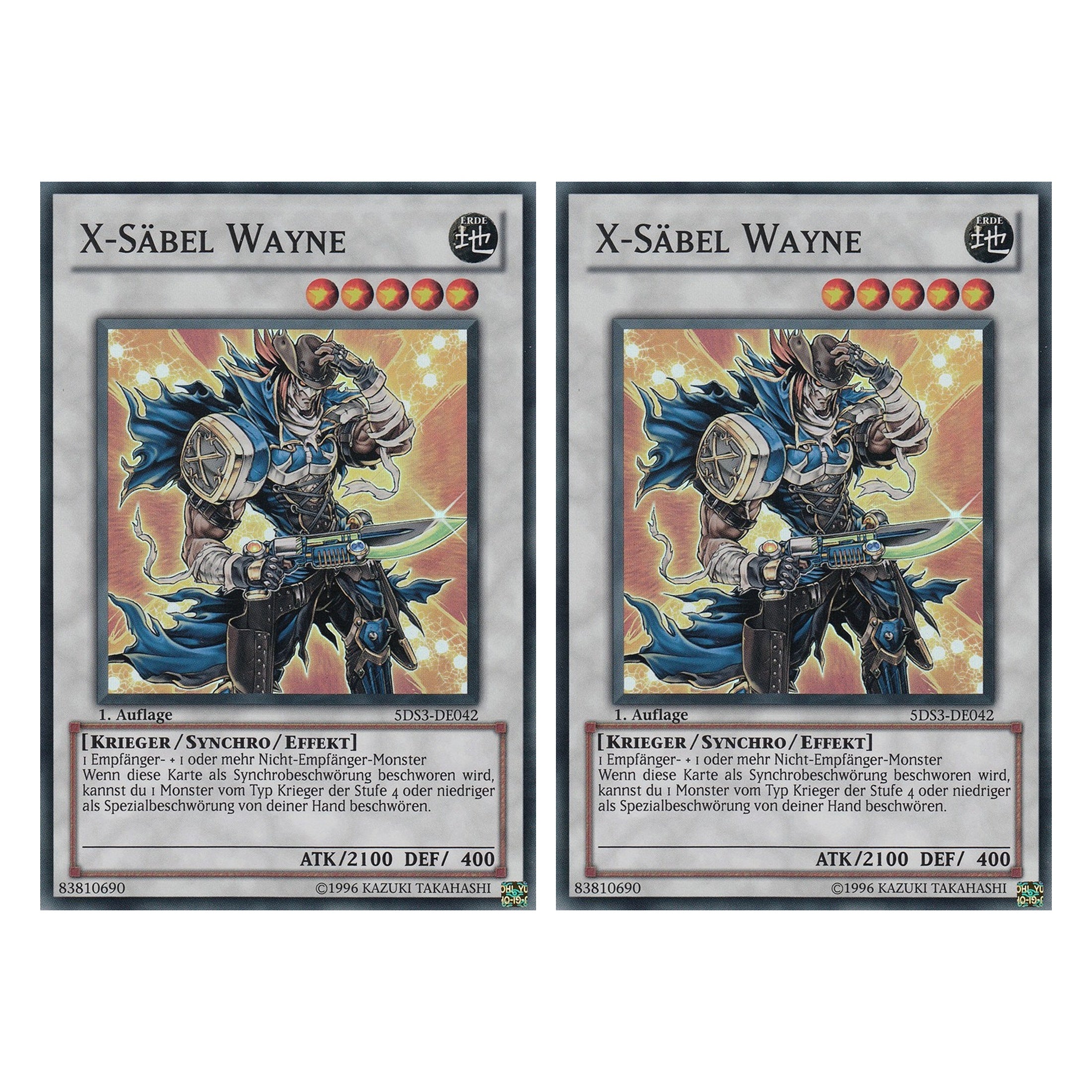 X-Säbel Wayne - 5DS3-DE042 - Super Rare - Deutsch - 1. Auflage - Starter Deck: Duelist Toolbox - Duo Set (2 Stück) - Yugioh