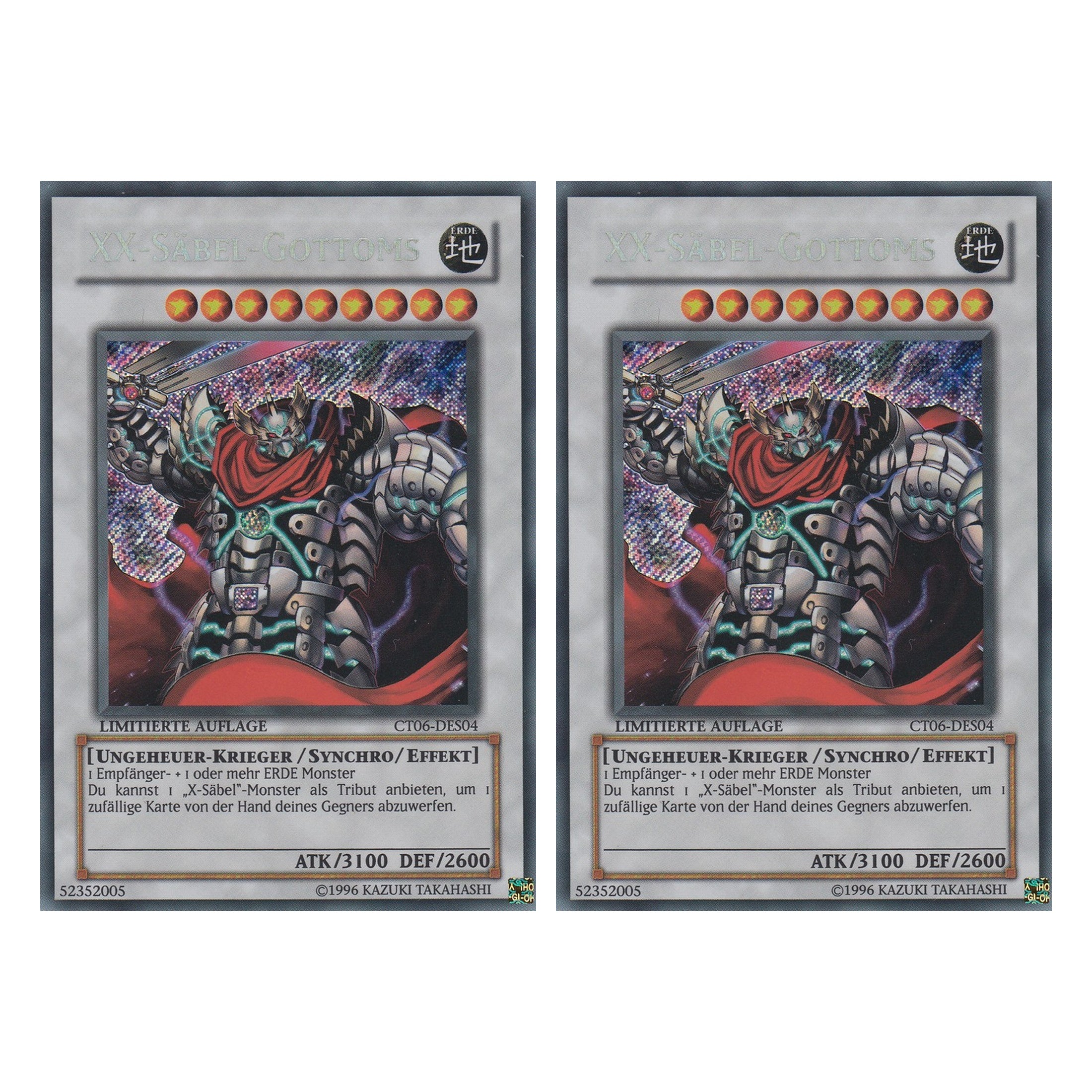 XX - Säbel - Gottoms - CT06-DES04 - Secret Rare - Deutsch - Limitierte Auflage - Collector's Tins 2009 - Duo Set (2 Stück) - Yugioh
