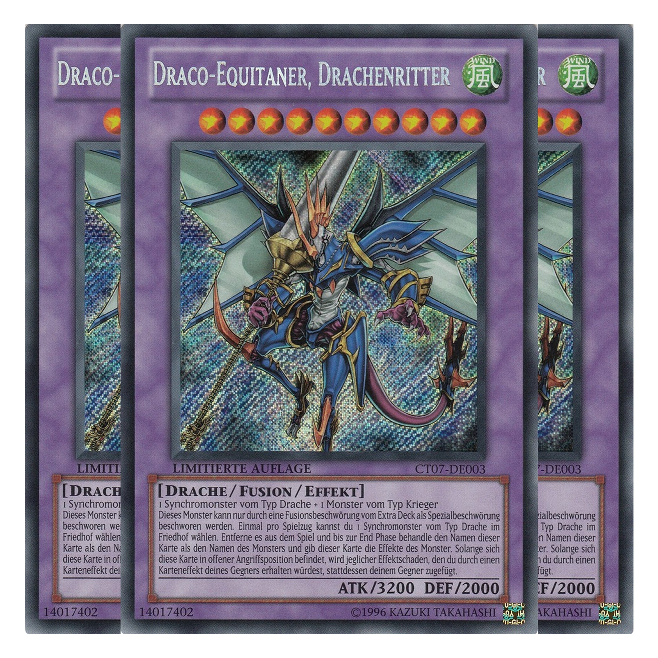 Draco-Equitaner, Drachenritter - CT07-DE003 - Secret Rare - Deutsch - Limitierte Auflage - Collector's Tins 2010 - Playset (3 Kopien)