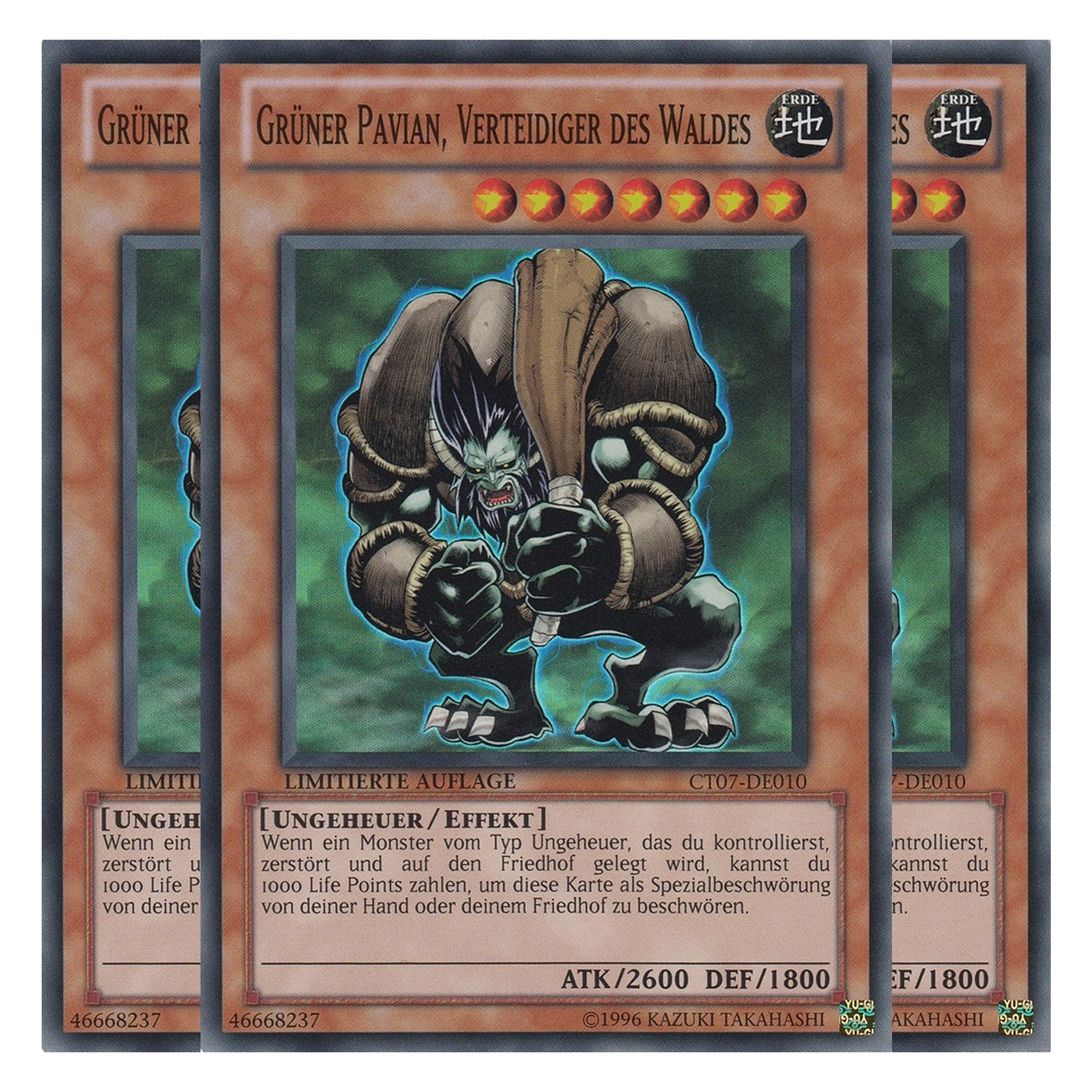 Grüner Pavian, Verteidiger des Waldes - CT07-DE010 - Super Rare - Deutsch - Limitierte Auflage - Collector's Tins 2010 - Playset (3 Kopien)