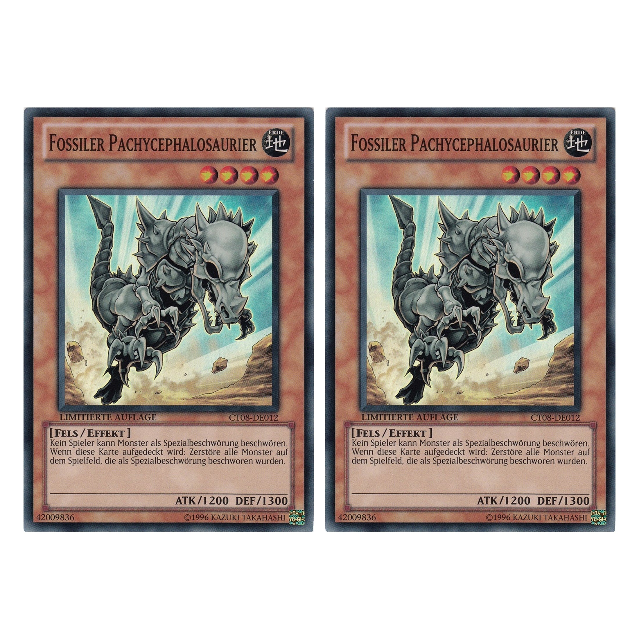 Fossiler Pachycephalosaurier - CT08-DE012 - Super Rare - Deutsch - Limitierte Auflage - Collector's Tins 2011 - Duo Set (2 Stück) - Yugioh