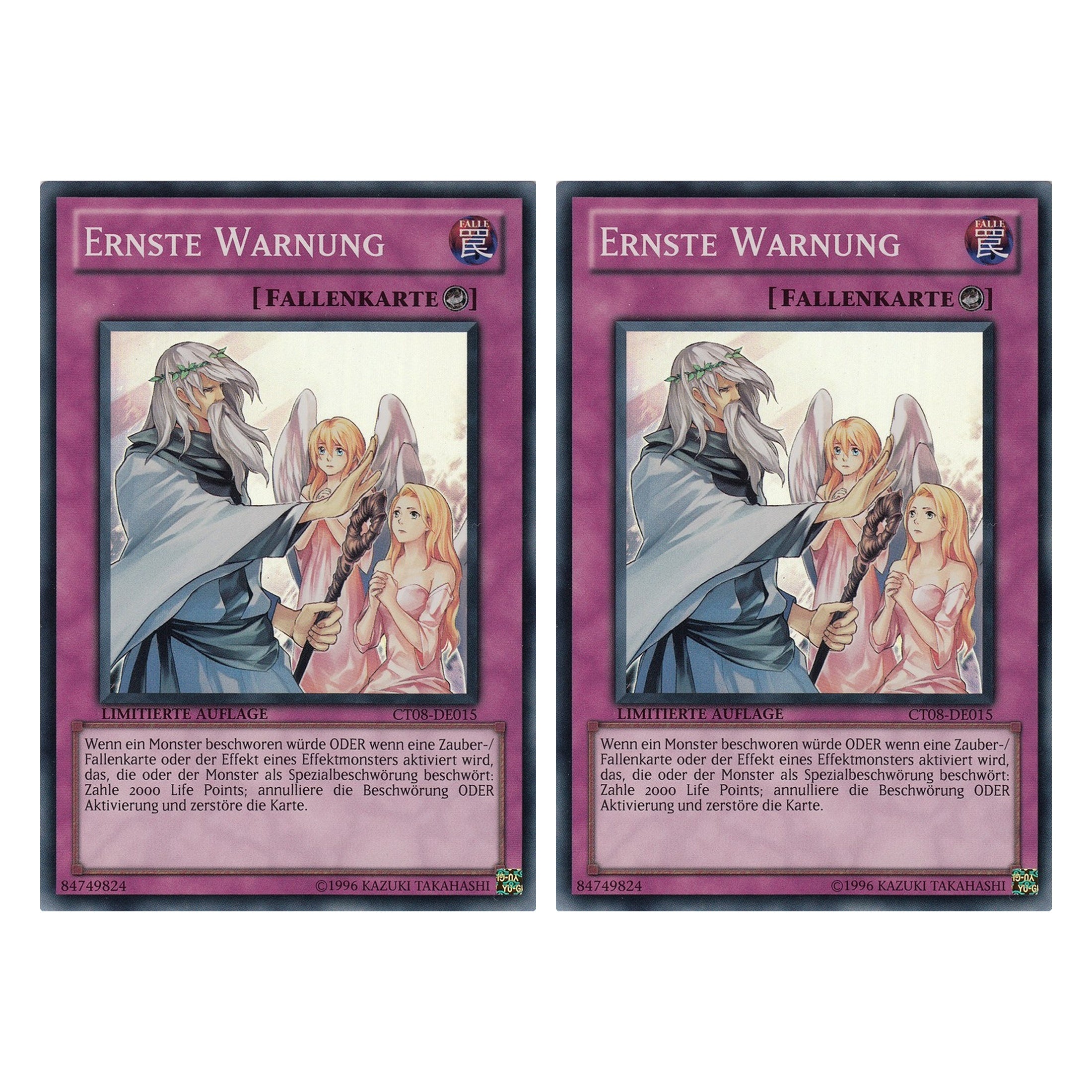 Ernste Warnung - CT08-DE015 - Super Rare - Deutsch - Limitierte Auflage - Collector's Tins 2011 - Duo Set (2 Stück) - Yugioh