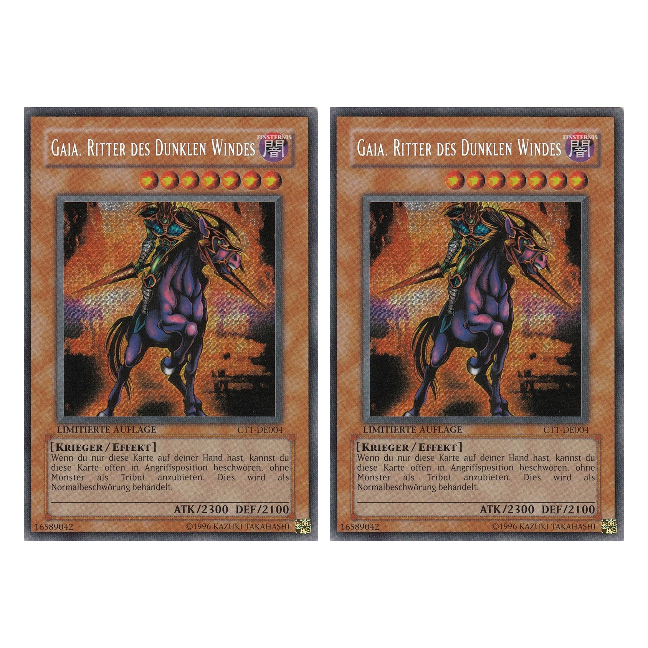 Gaia, Ritter des Dunklen Windes - CT1-DE004 - Secret Rare - Deutsch - Limitierte Auflage - Collector's Tins 2004 - Duo Set (2 Stück) - Yugioh