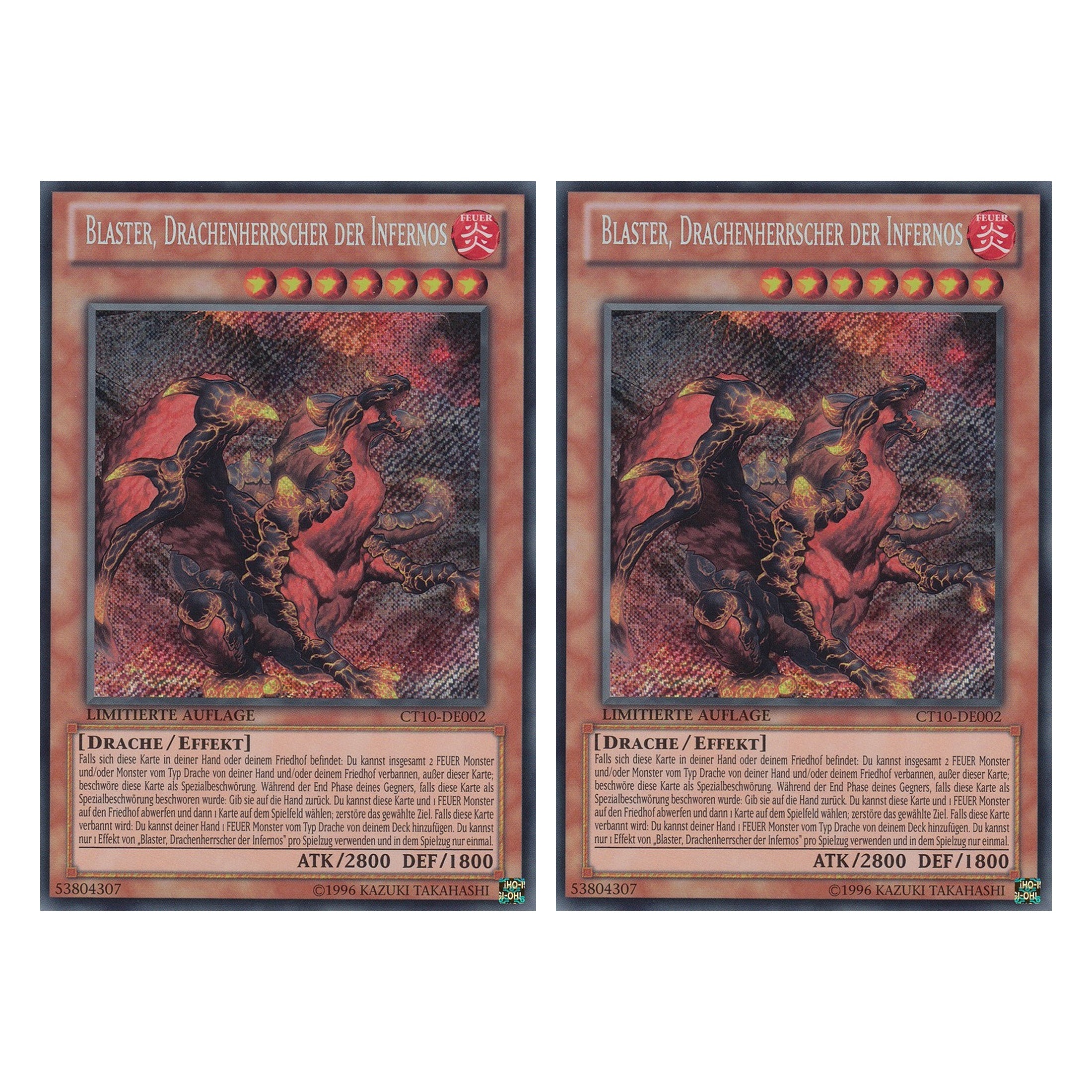Blaster, Drachenherrscher der Infernos - CT10-DE002 - Secret Rare - Deutsch - Limitierte Auflage - Collector's Tins 2013 - Duo Set (2 Stück) - Yugioh