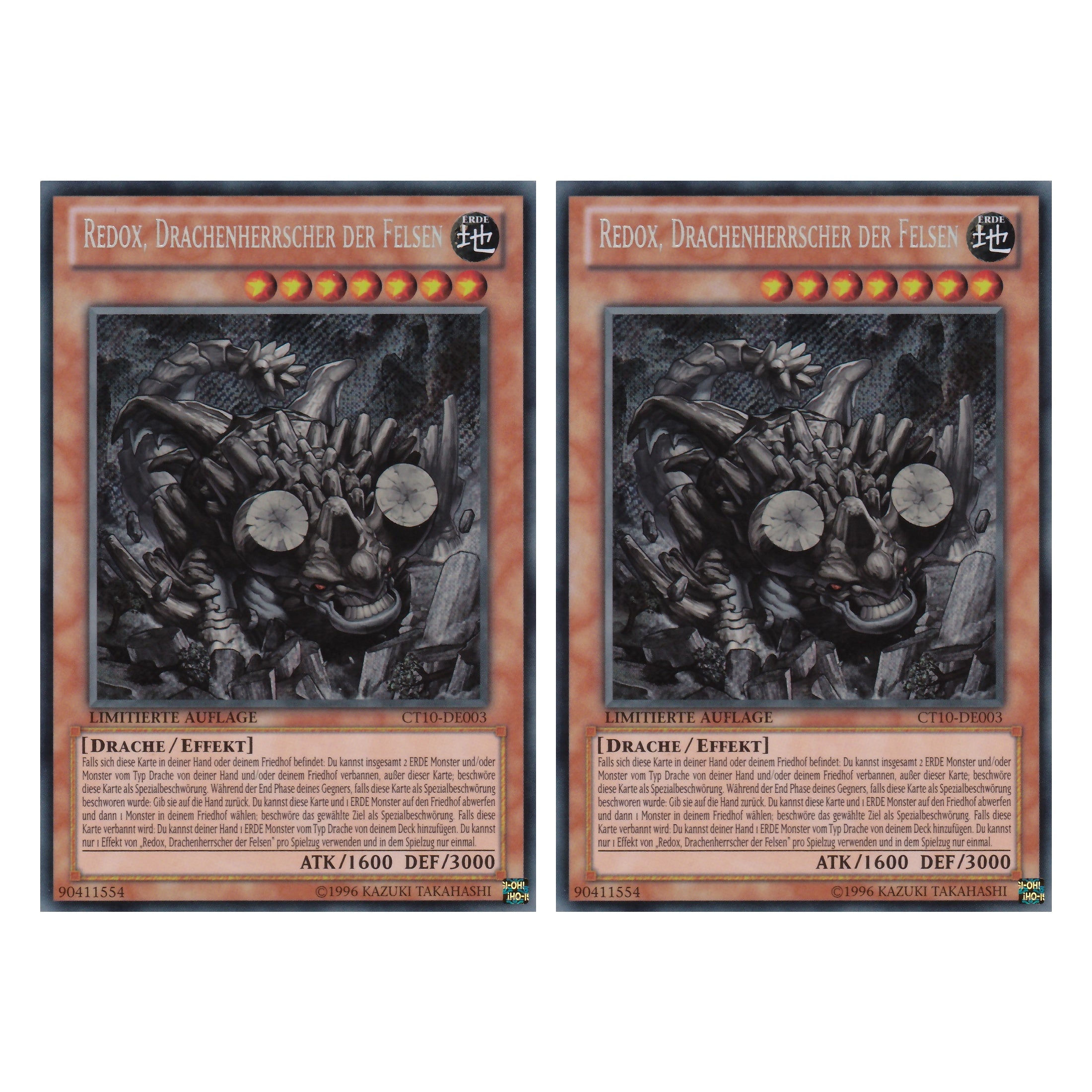 Redox, Drachenherrscher der Felsen - CT10-DE003 - Secret Rare - Deutsch - Limitierte Auflage - Collector's Tins 2013 - Duo Set (2 Stück) - Yugioh