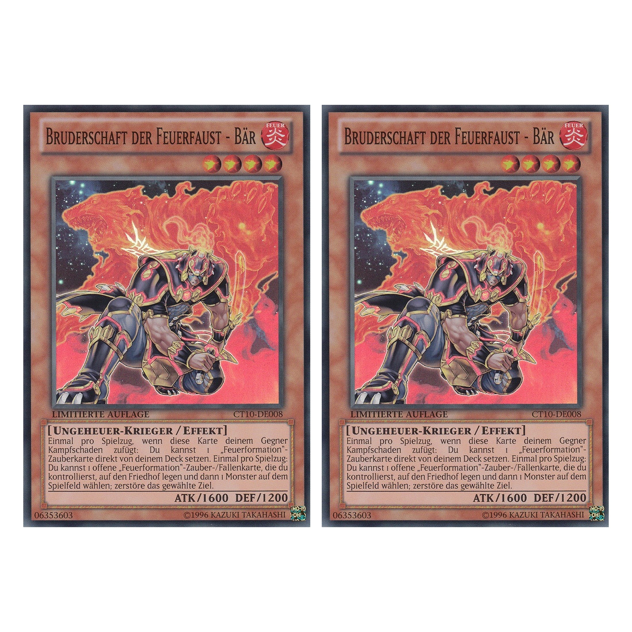 Bruderschaft der Feuerfaust - Bär - CT10-DE008 - Super Rare - Deutsch - Limitierte Auflage - Collector's Tins 2013 - Duo Set (2 Stück) - Yugioh