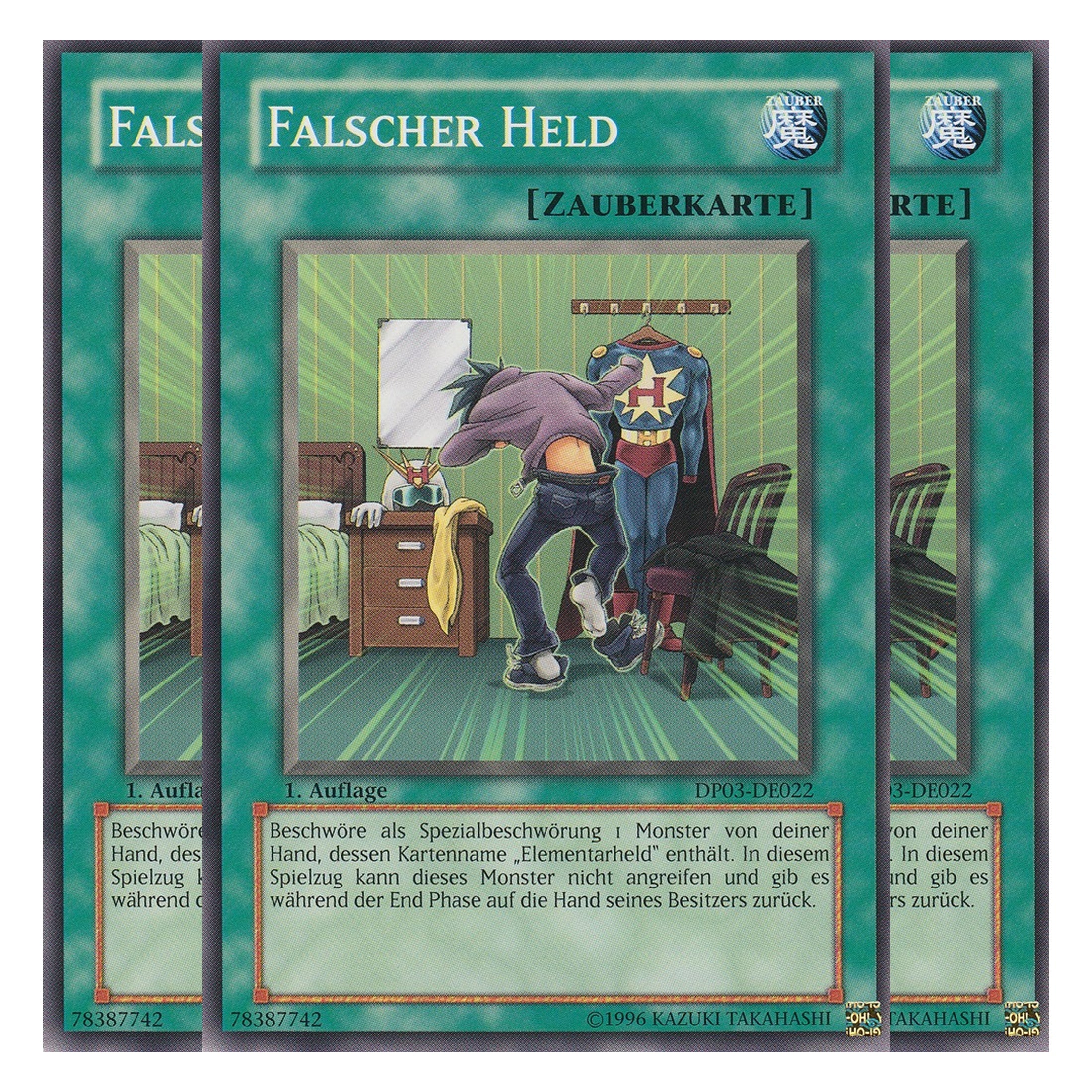 Falscher Held - DP03-DE022 - Common - Deutsch - Unlimitiert - Duelist Pack: Jaden Yuki 2 - Playset (3 Kopien)