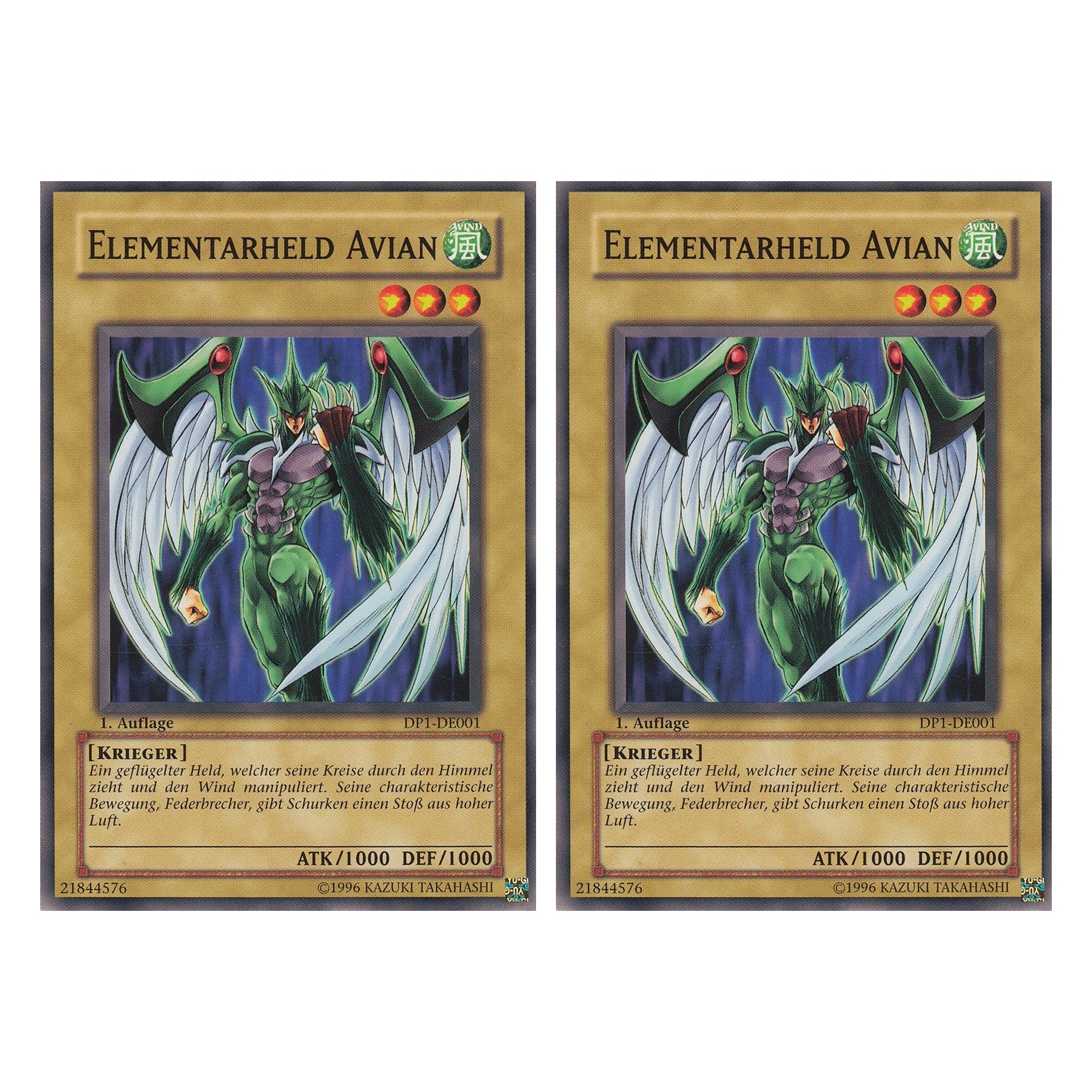 Elementarheld Avian - DP1-DE001 - Common - Deutsch - Unlimitiert - Duelist Pack: Jaden Yuki - Duo Set (2 Stück) - Yugioh