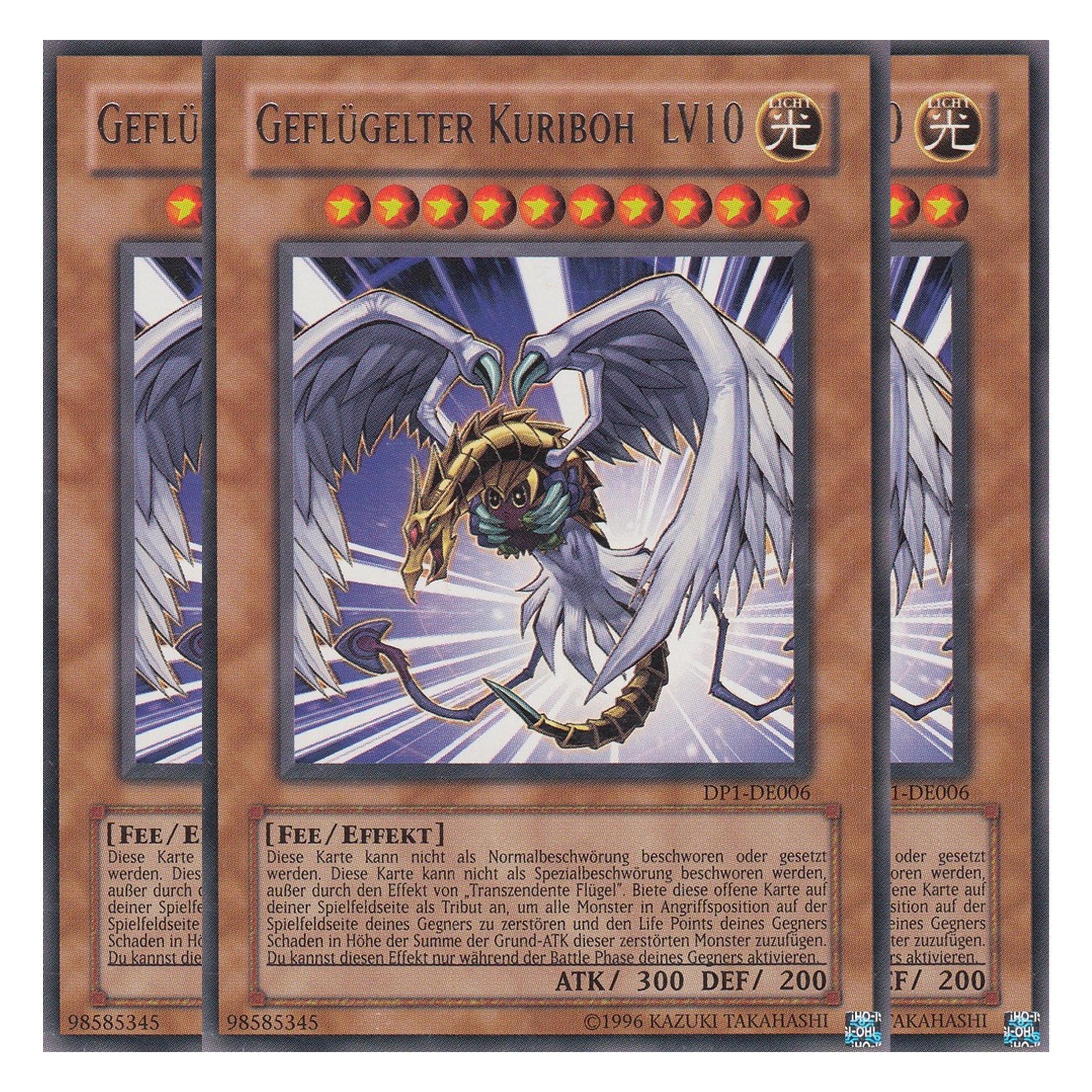 Geflügelter Kuriboh LV10 - DP1-DE006 - Rare - Deutsch - Unlimitiert - Duelist Pack: Jaden Yuki - Playset (3 Kopien)