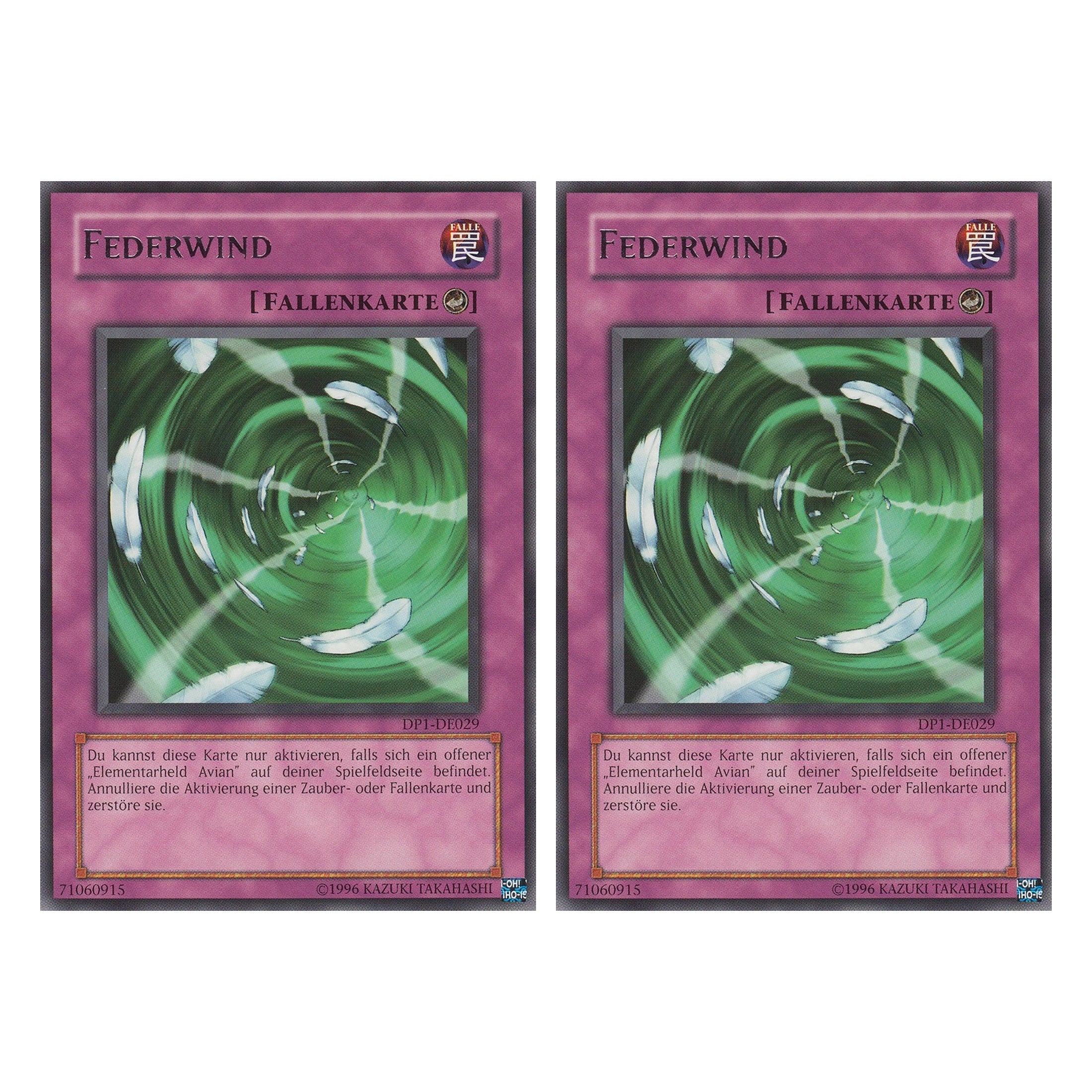 Federwind - DP1-DE029 - Rare - Deutsch - Unlimitiert - Duelist Pack: Jaden Yuki - Duo Set (2 Stück) - Yugioh