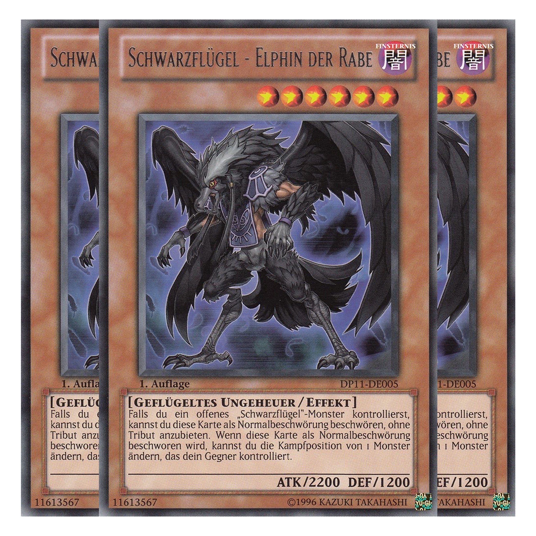 Schwarzflügel - Elphin der Rabe - DP11-DE005 - Rare - Deutsch - Unlimitiert - Duelist Pack: Crow - Playset (3 Kopien)