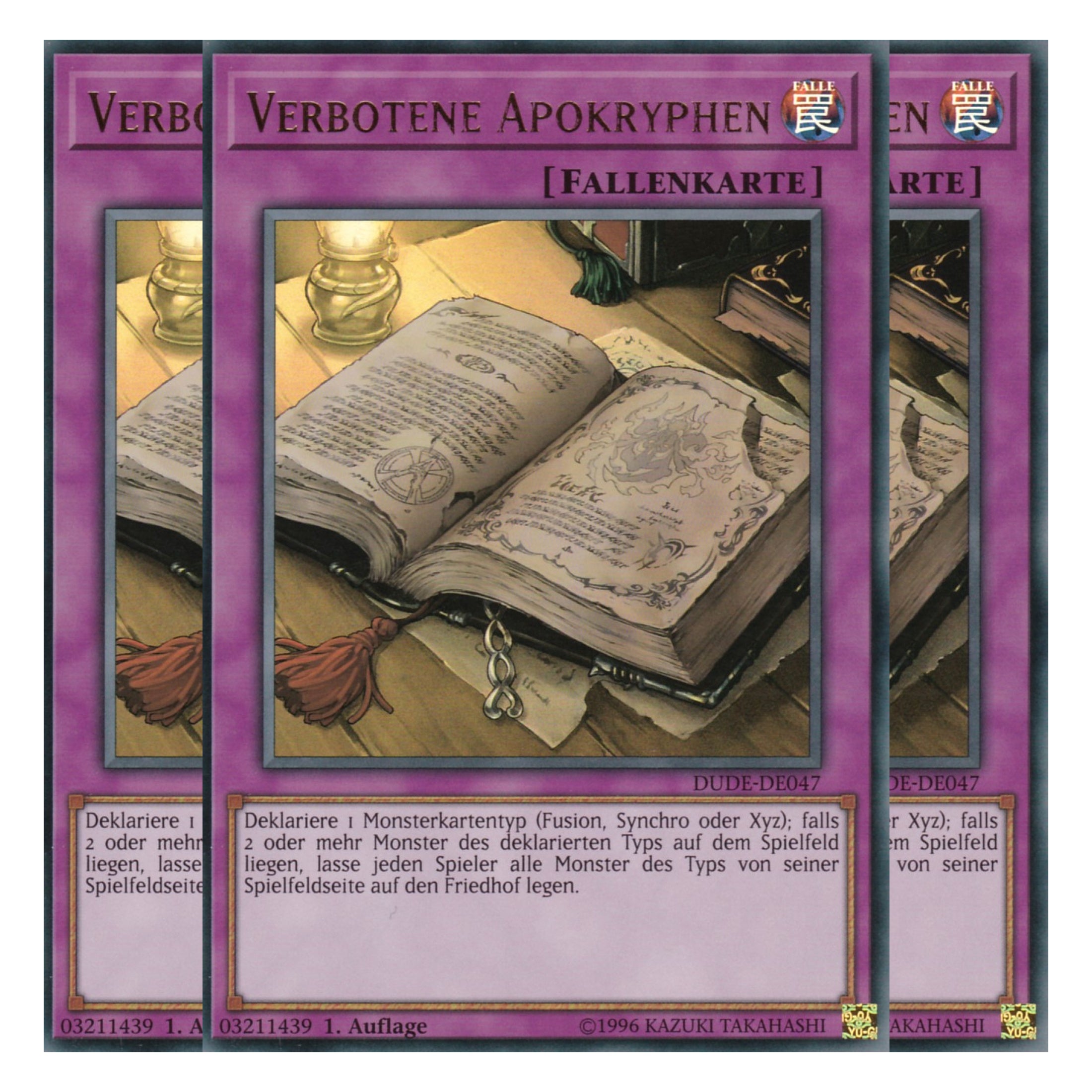 Verbotene Apokryphen - DUDE-DE047 - Ultra Rare - Deutsch - 1. Auflage - Duel Devastator - Playset (3 Kopien)