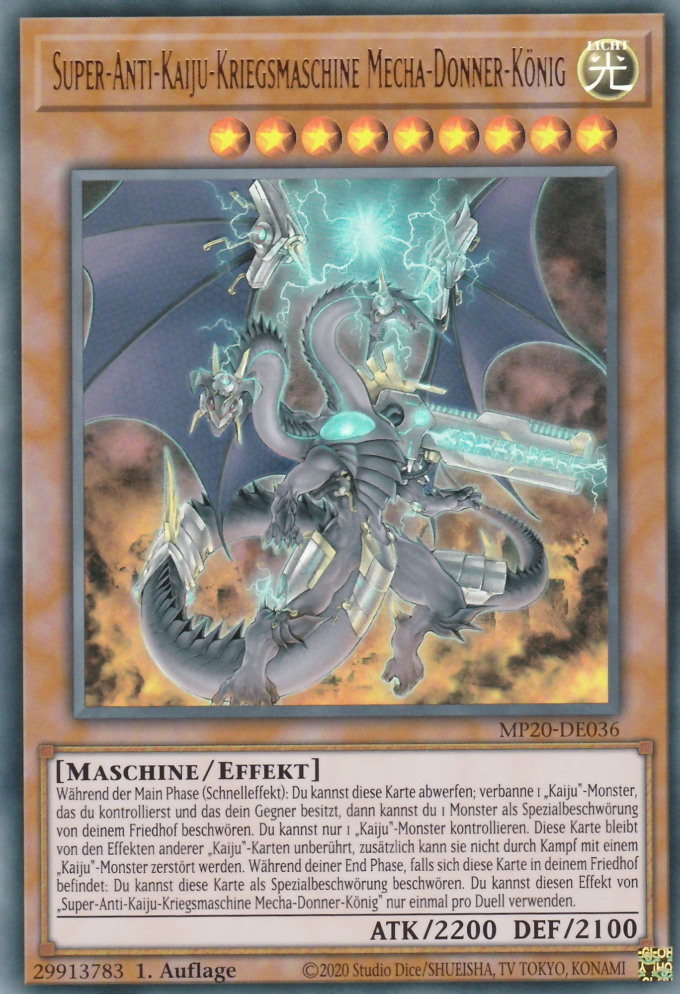 Super-Anti-Kaiju-Kriegsmaschine Mecha-Donner-König - MP20-DE036 - Ultra Rare - Deutsch - 1. Auflage - 2055 Tin of Lost Memories Mega Pack