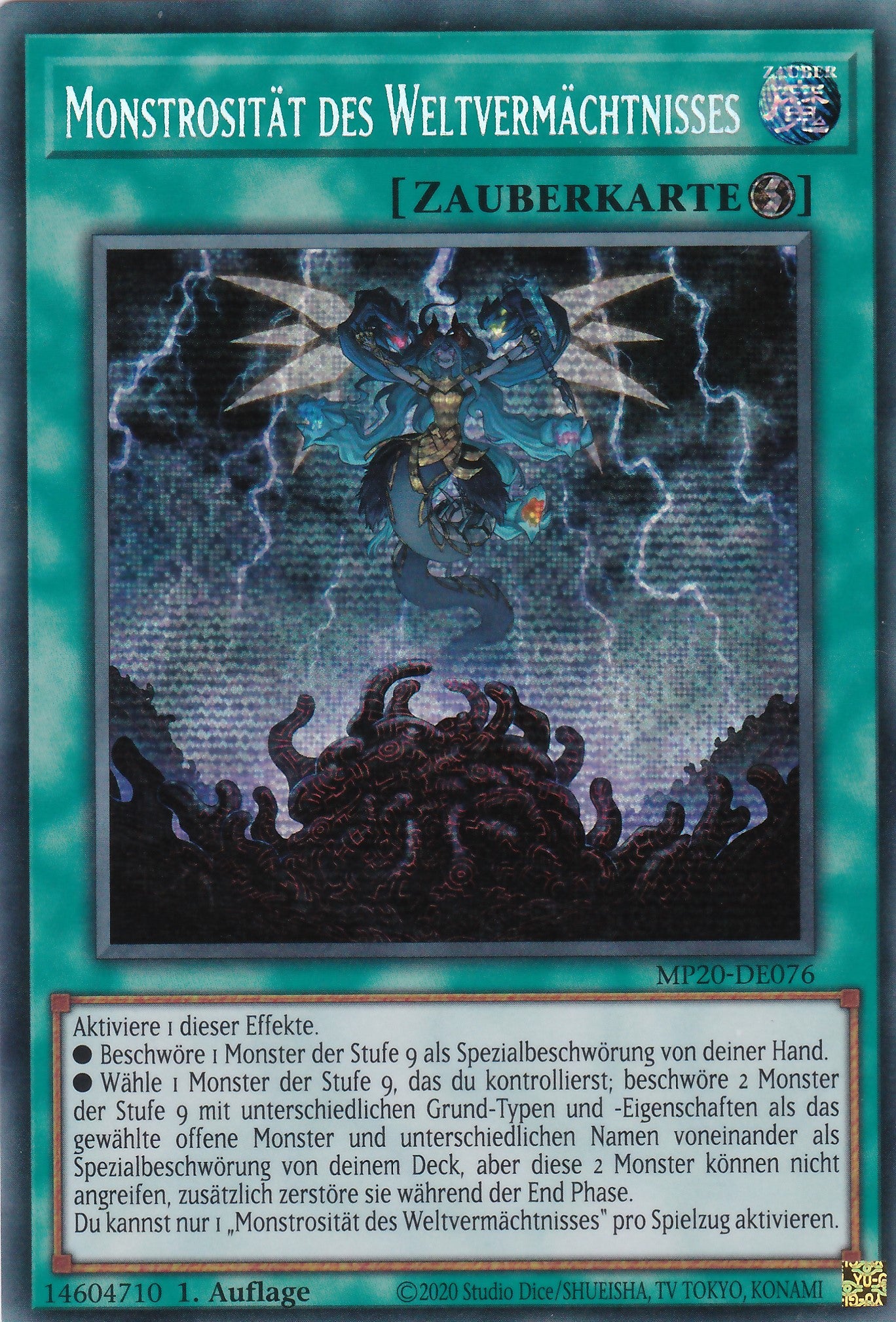 Monstrosität des Weltvermächtnisses - MP20-DE076 - Prismatic Secret Rare - Deutsch - 1. Auflage - 2095 Tin of Lost Memories Mega Pack
