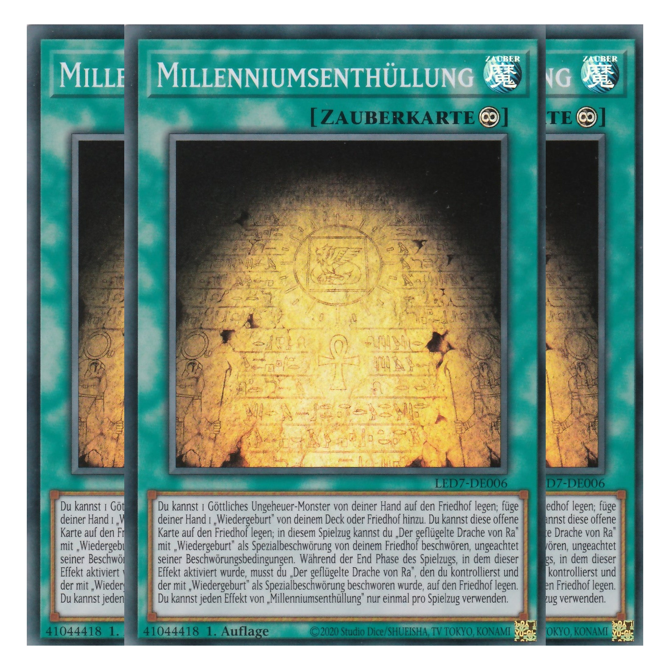 Millenniumsenthüllung - LED7-DE006 - Super Rare - Deutsch - Unlimitiert - Legendary Duelists: Rage of Ra - Playset (3 Kopien)