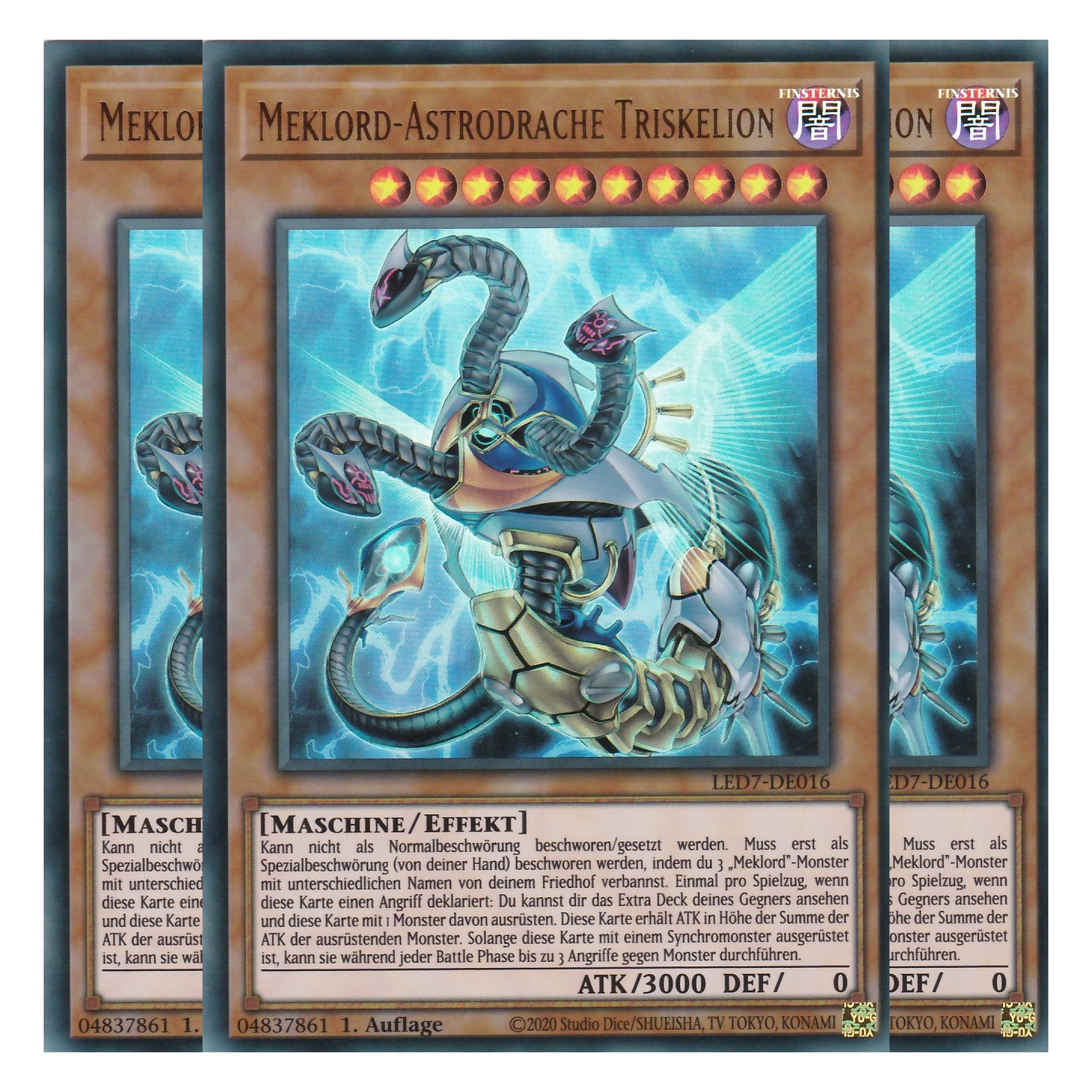 Meklord-Astrodrache Triskelion - LED7-DE016 - Ultra Rare - Deutsch - Unlimitiert - Legendary Duelists: Rage of Ra - Playset (3 Kopien)