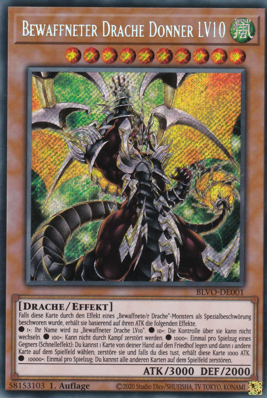 Bewaffneter Drache Donner LV10 - BLVO-DE001 - Secret Rare - Deutsch - 1. Auflage - Blazing Vortex