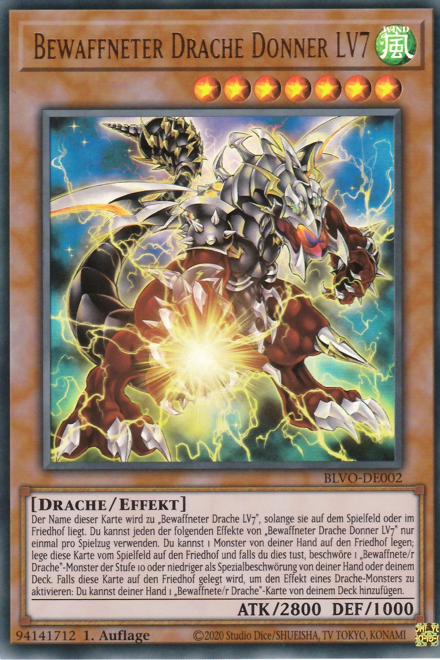 Bewaffneter Drache Donner LV7 - BLVO-DE002 - Ultra Rare - Deutsch - 1. Auflage - Blazing Vortex