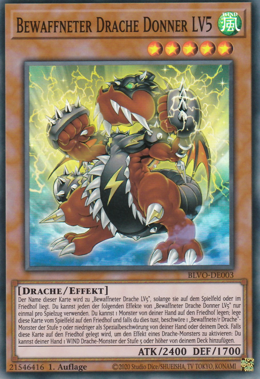 Bewaffneter Drache Donner LV5 - BLVO-DE003 - Super Rare - Deutsch - 1. Auflage - Blazing Vortex