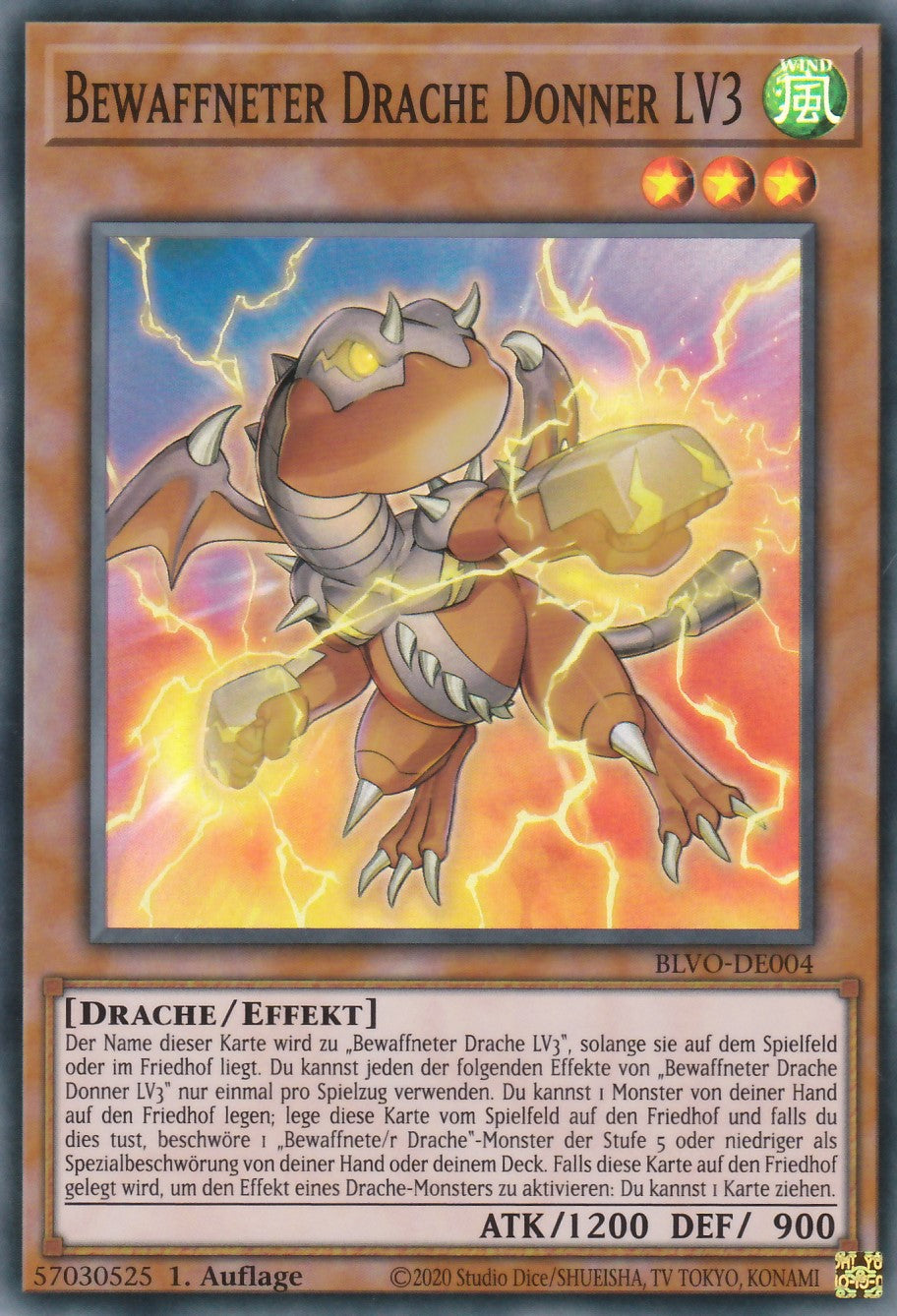 Bewaffneter Drache Donner LV3 - BLVO-DE004 - Super Rare - Deutsch - 1. Auflage - Blazing Vortex