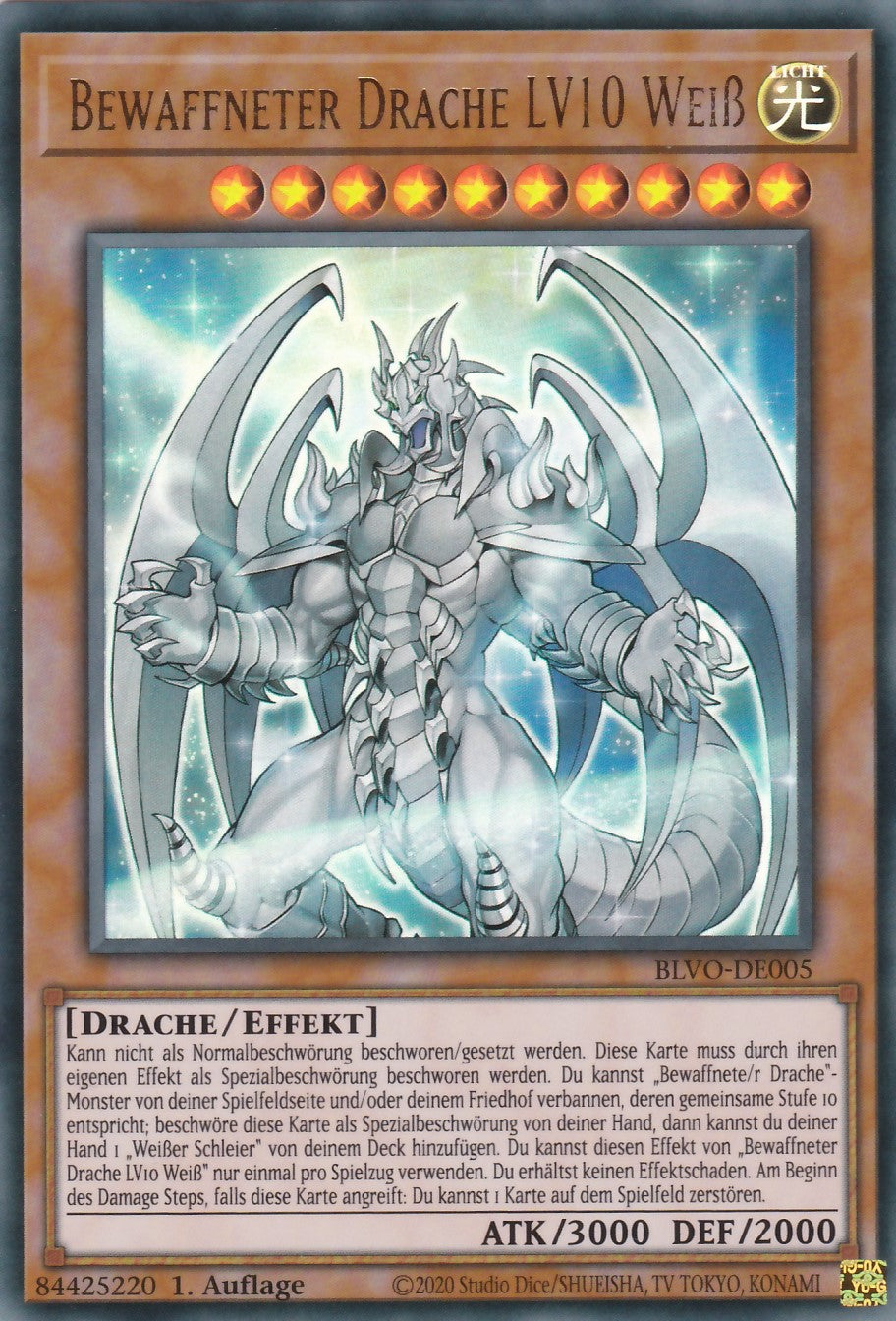 Bewaffneter Drache LV10 Weiß - BLVO-DE005 - Ultra Rare - Deutsch - 1. Auflage - Blazing Vortex