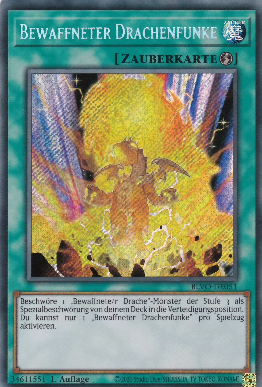 Bewaffneter Drachenfunke - BLVO-DE051 - Secret Rare - Deutsch - 1. Auflage - Blazing Vortex