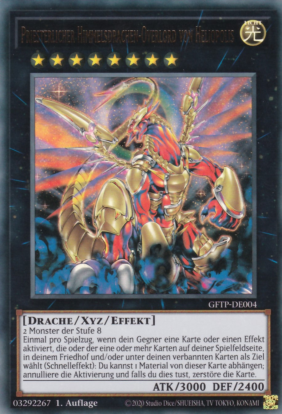 Priesterlicher Himmelsdrachen-Overlord von Heliopolis - GFTP-DE004 - Ultra Rare - Deutsch - 1. Auflage - Ghosts From the Past