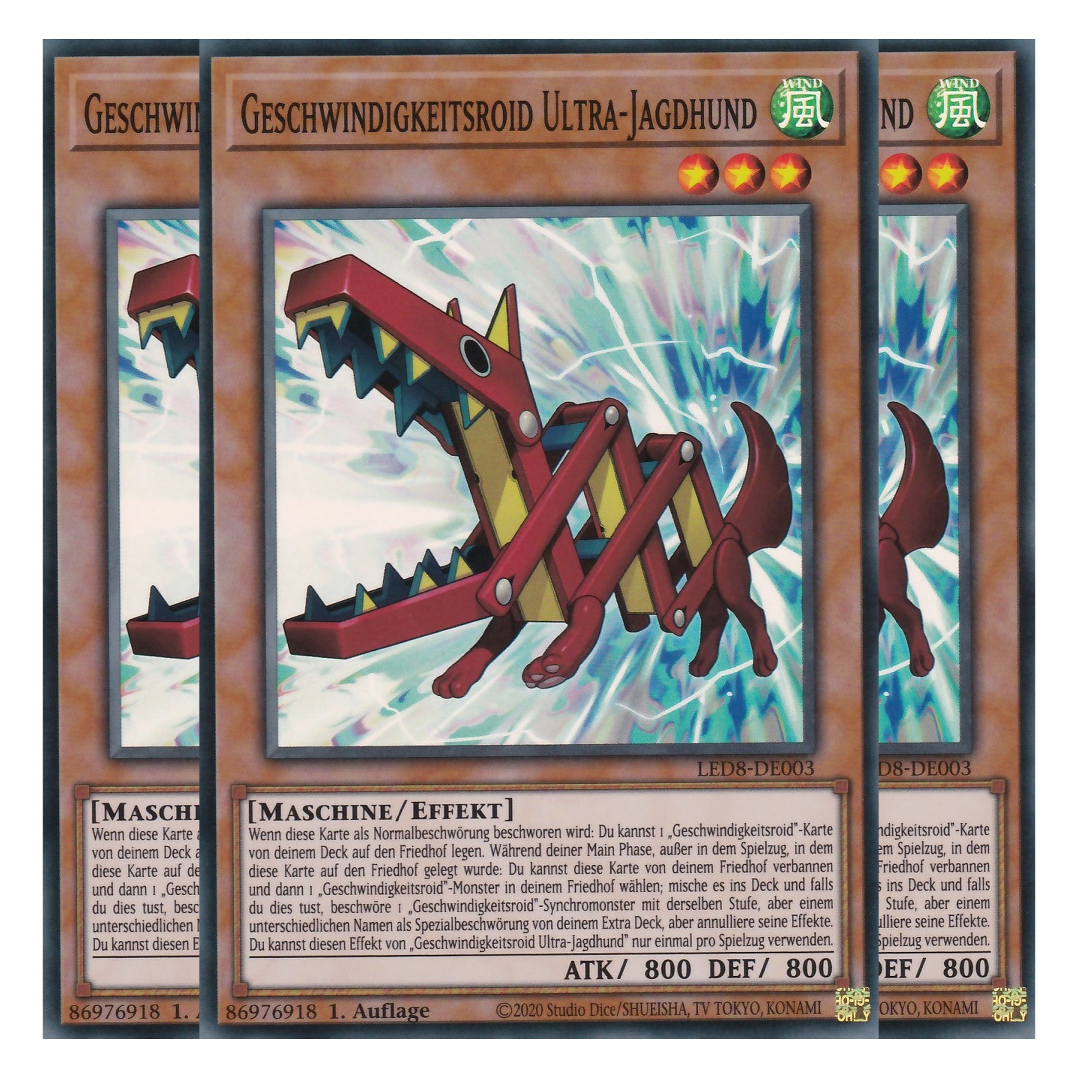 Geschwindigkeitsroid Ultra-Jagdhund - LED8-DE003 - Super Rare - Deutsch - 1. Auflage - Legendary Duelists: Synchro Storm - Playset (3 Kopien)